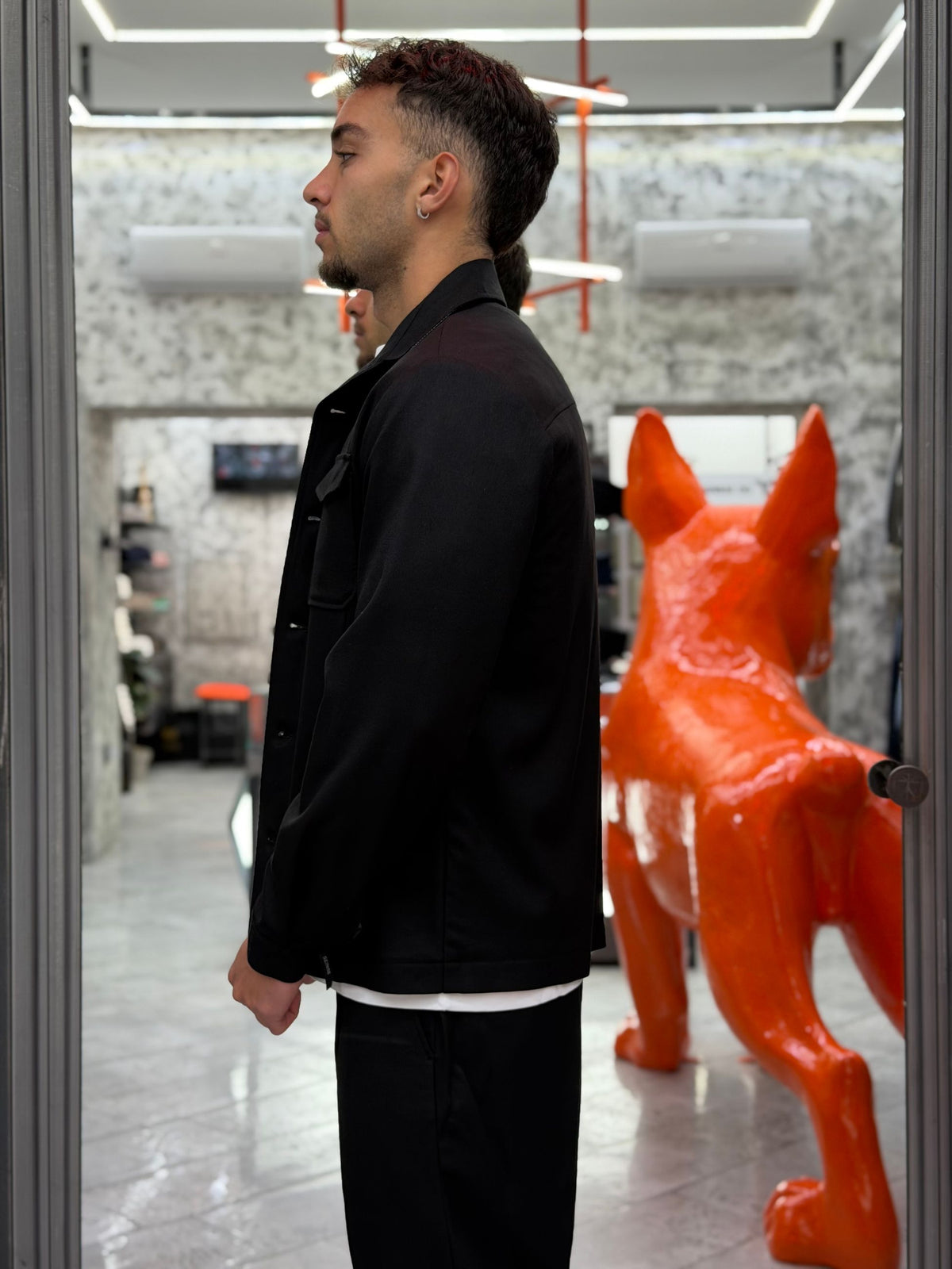 OVERJACKET DA COMPLETO IN TESSUTO ELEGANTE CON TRAPUNTA ALL'INTERNO E TASCHE A TOPPA - REGULAR FIT GBI1151SS.NER