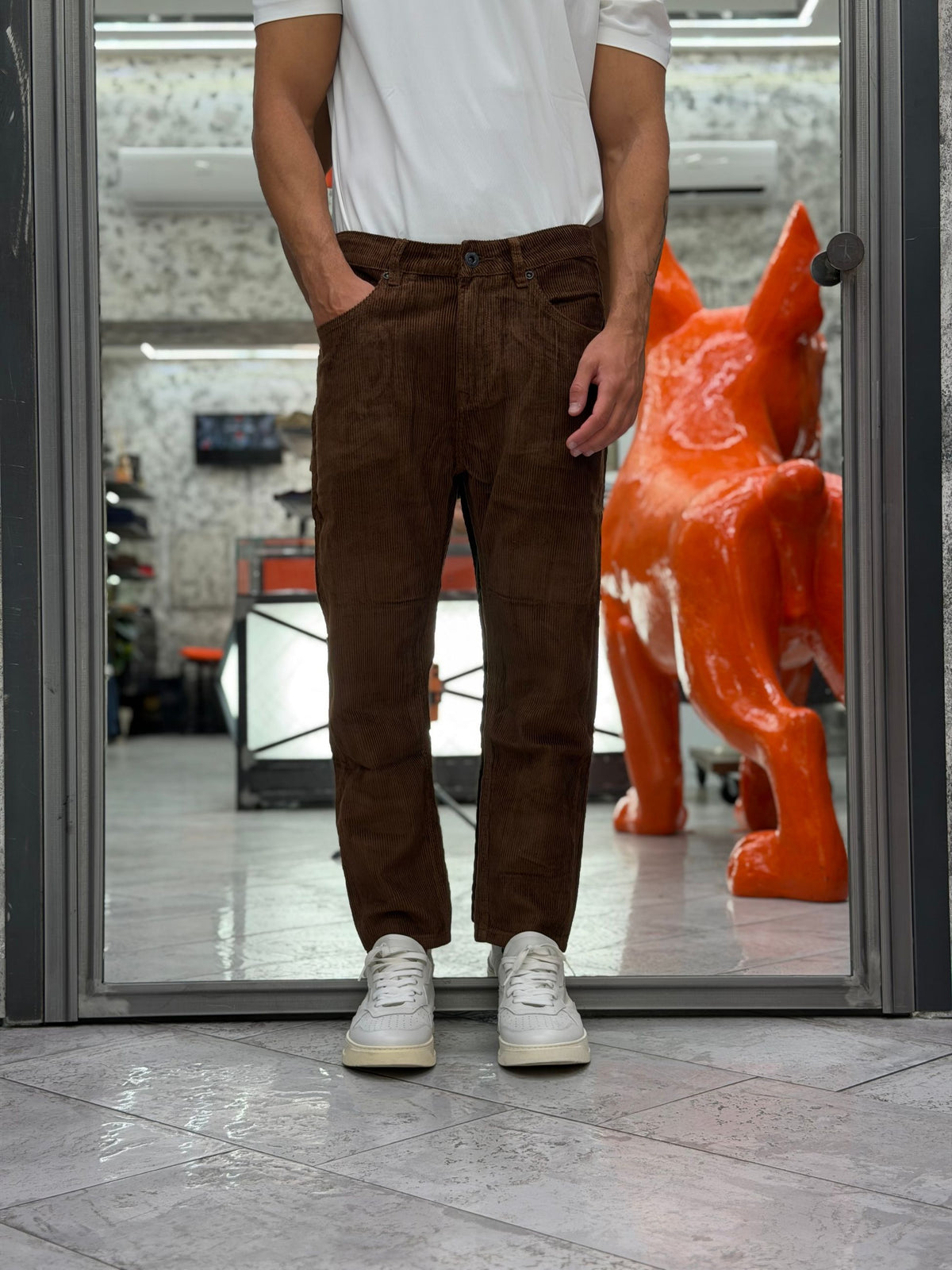PANTALONE COOPER 5 TASCHE IN VELLUTO A COSTE - CARROT CROPPED FIT GL6227Q-F26.COF