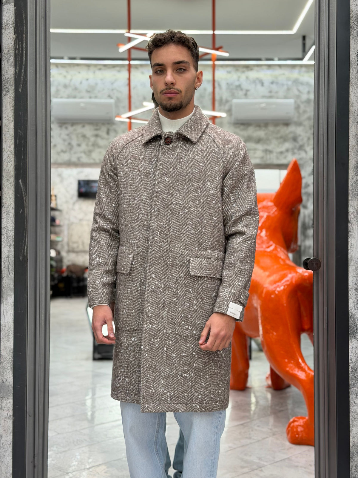 CAPPOTTO MONOPETTO COLLO CAMICIA CON MANICA RAGLAN E TASCHE A TOPPA - RELAXED FIT MK2940650