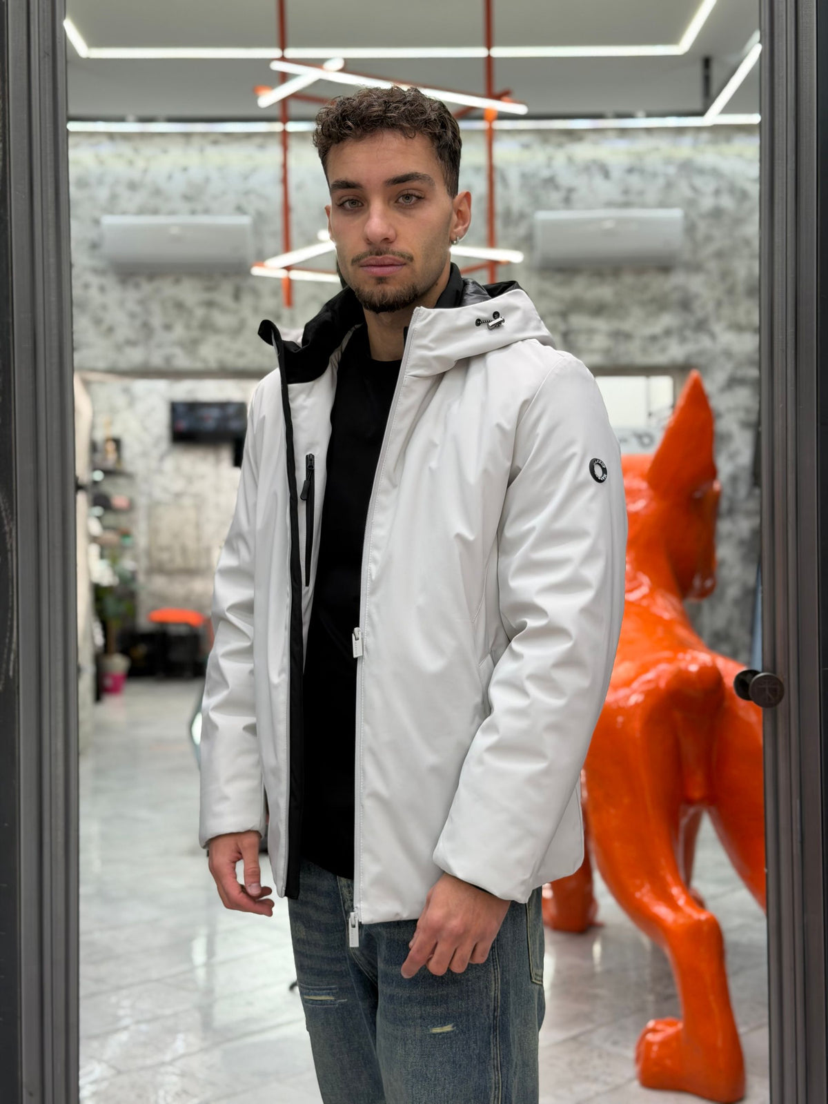 PARKA CORTO CON CAPPUCCIO IN TESSUTO TECNICO WATERPROOF & WINDPROOF - REGULAR FIT MK24006.PER