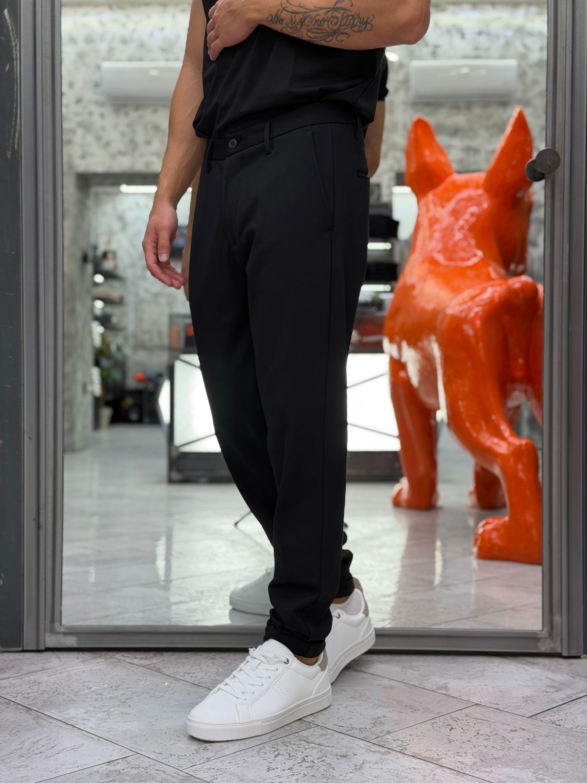 PANTALONE CROPPED IN TESSUTO PUNTO MILANO ELASTICIZZATO - REGULAR FIT MK9950112.NER