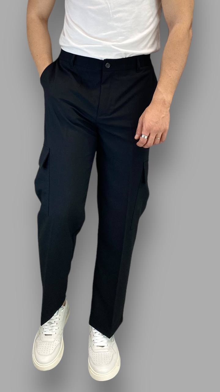 PANTALONE SARTORIALE FONDO AMPIO CON COULISSE IN VITA MODELLO CARGO - RELAXED FIT