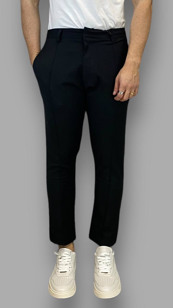 PANTALONI IN VISCOSA CON RIGA CENTRALE E COULISSE SUI FIANCHI - SLIM FIT