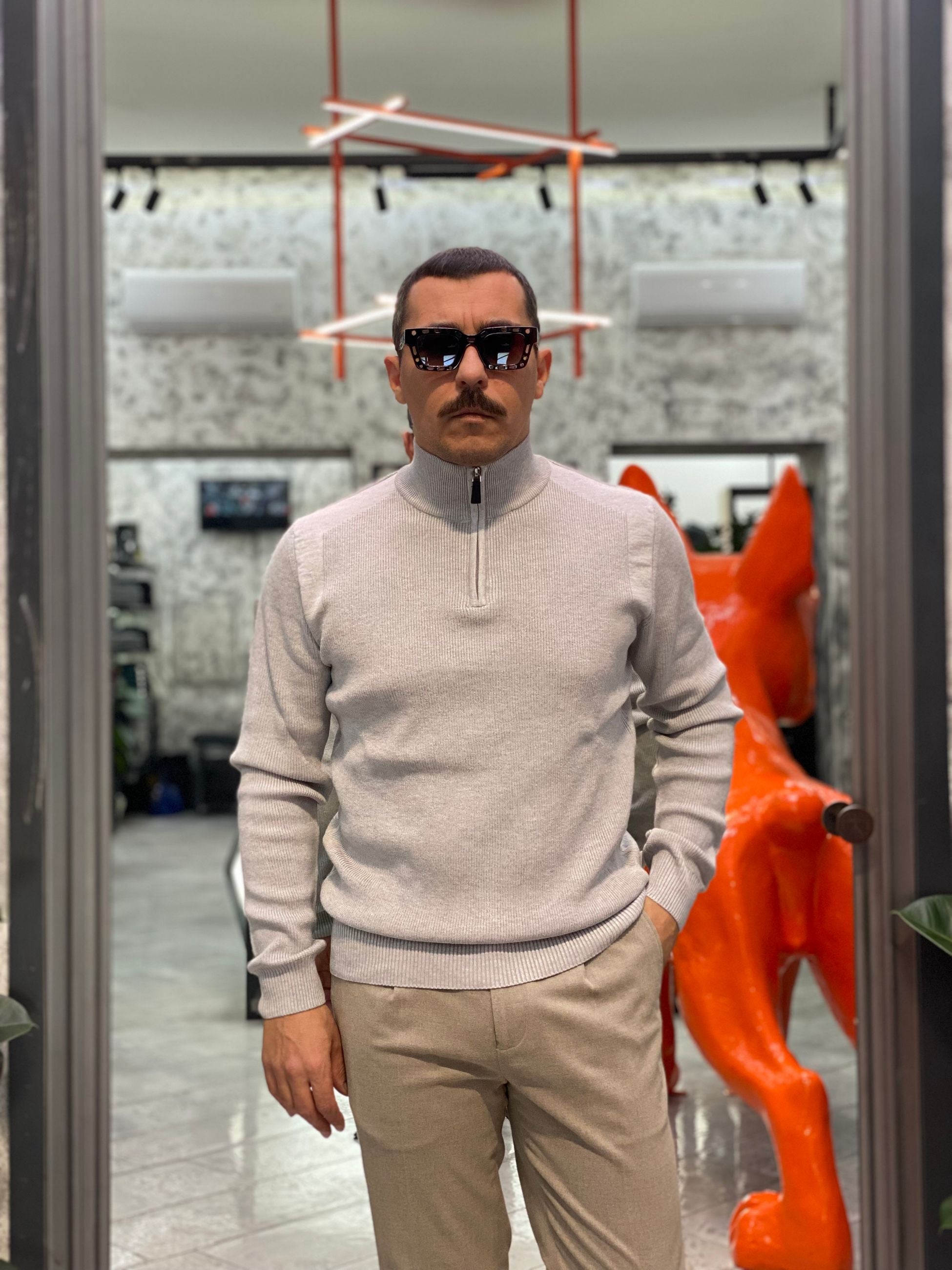 MAGLIA MEZZA ZIP IN MORBIDA VISCOSA - REGULAR FIT M3138SS.GRI