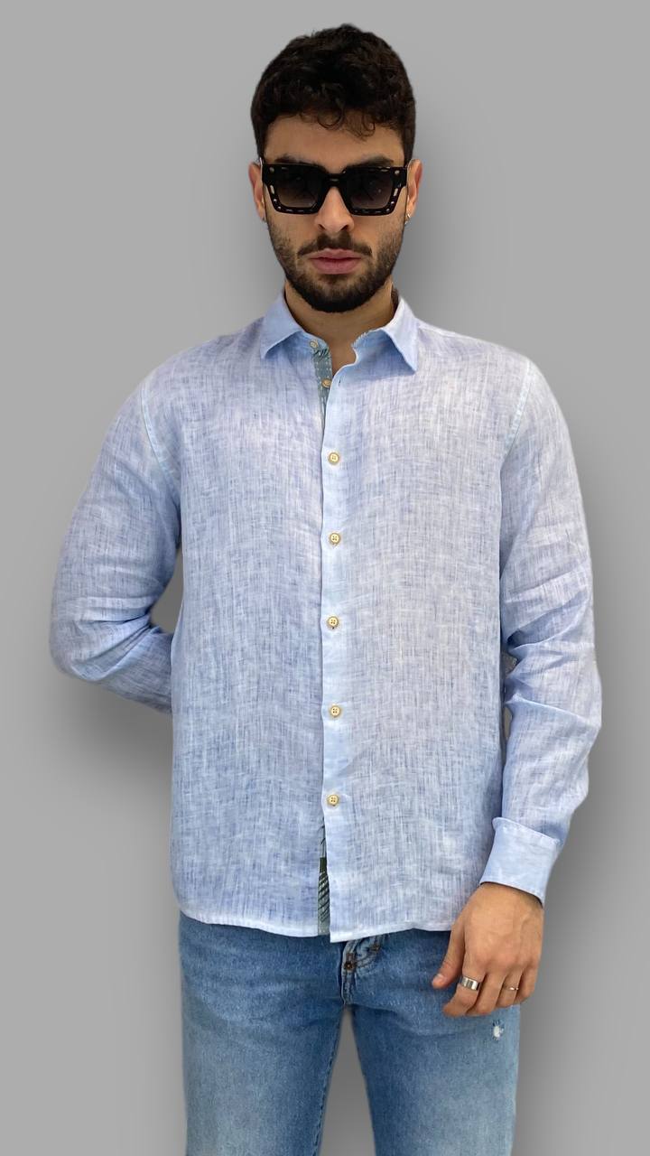 CAMICIA IN 100% LINO FIAMMATO - REGULAR FIT