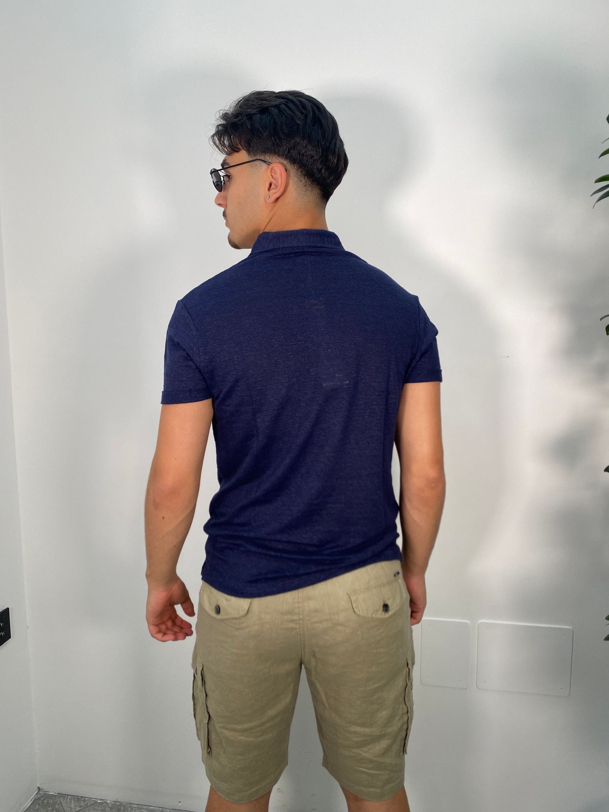 POLO 3 BOTTONI IN 100% LINO - REGULAR FIT GL1083F-S25.BLU