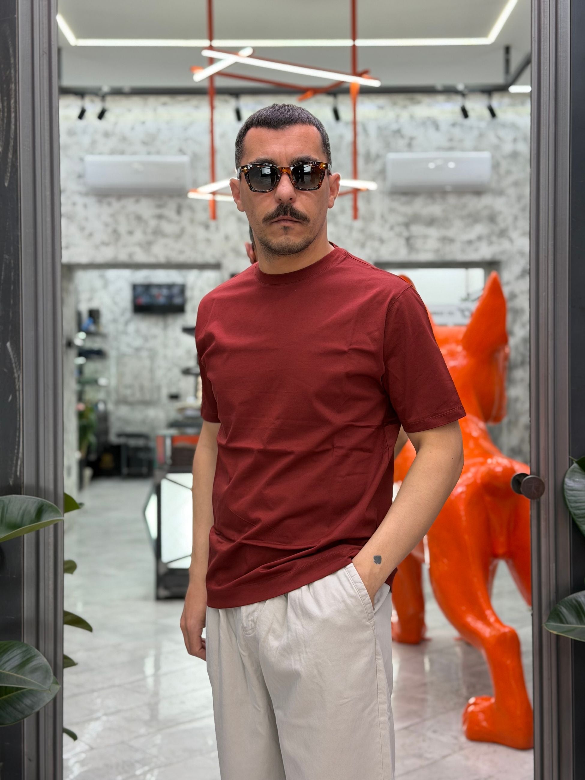 T-SHIRT GIROCOLLO IN PREGIATO COTONE MERCERIZZATO - REGULAR FIT TE3205SS.TCO