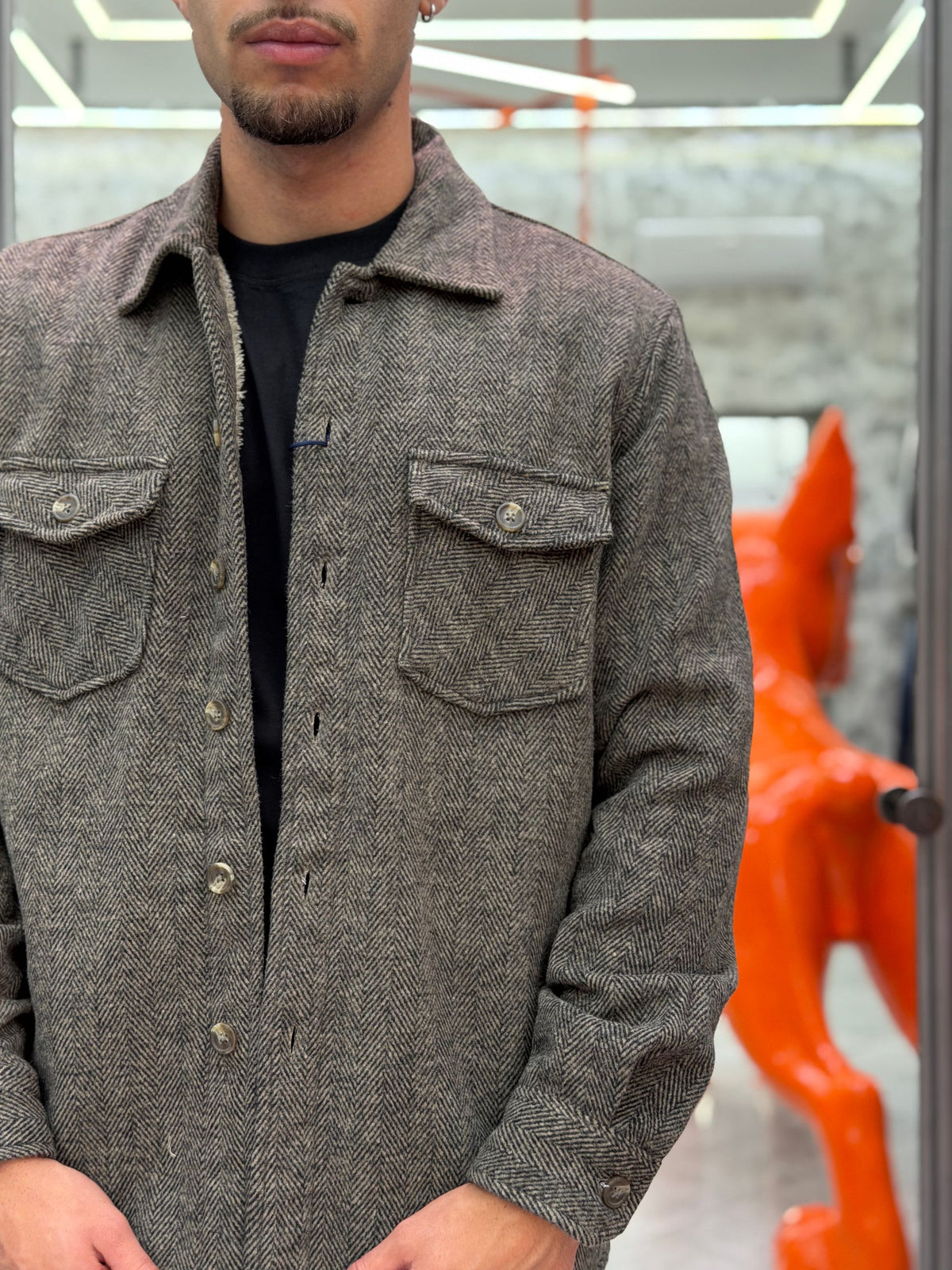 OVERSHIRT IN FLANELLA  SPIGATA CON ECOPELLICCIA ALL'INTERNO - REGULAR FIT 27W14OS FLA1011