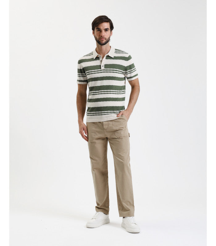 POLO TRAFORATA IN FILO A RIGHE ORIZZONTALI - REGULAR FIT GL35218