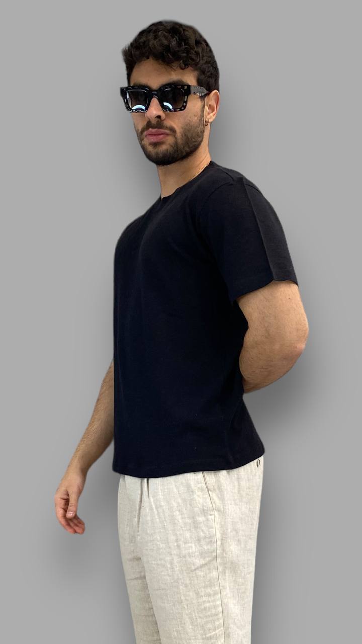 T-SHIRT BASIC IN MISTO COTONE/LINO - REGULAR FIT