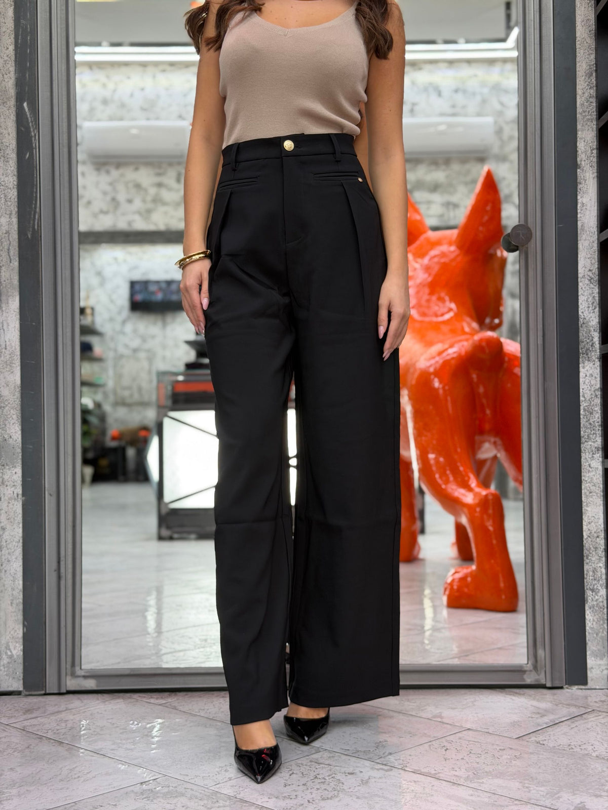 PANTALONE IN TESSUTO ELEGANTE ELASTICIZZATO - WIDE LEG FIT GLD7035PA.NER