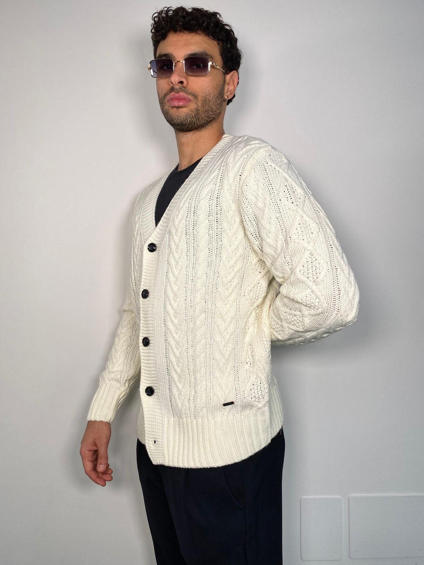 CARDIGAN IN MISTO LANA TRAMA TRECCE - REGULAR FIT