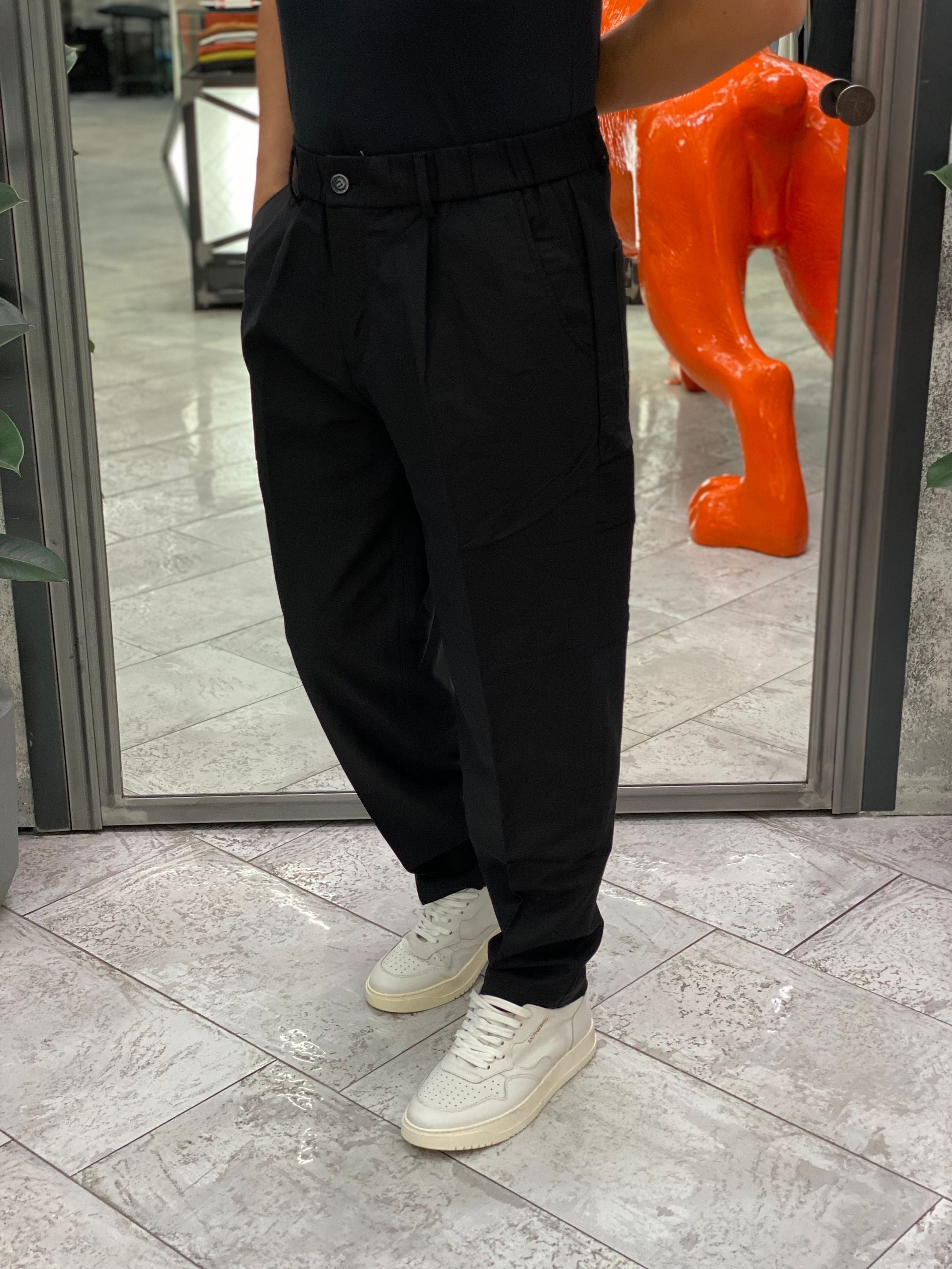 PANTALACCIO CON CHIUSURA BOTTONE E TASCA AMERICA - RELAXED FIT GL5203BD.NER