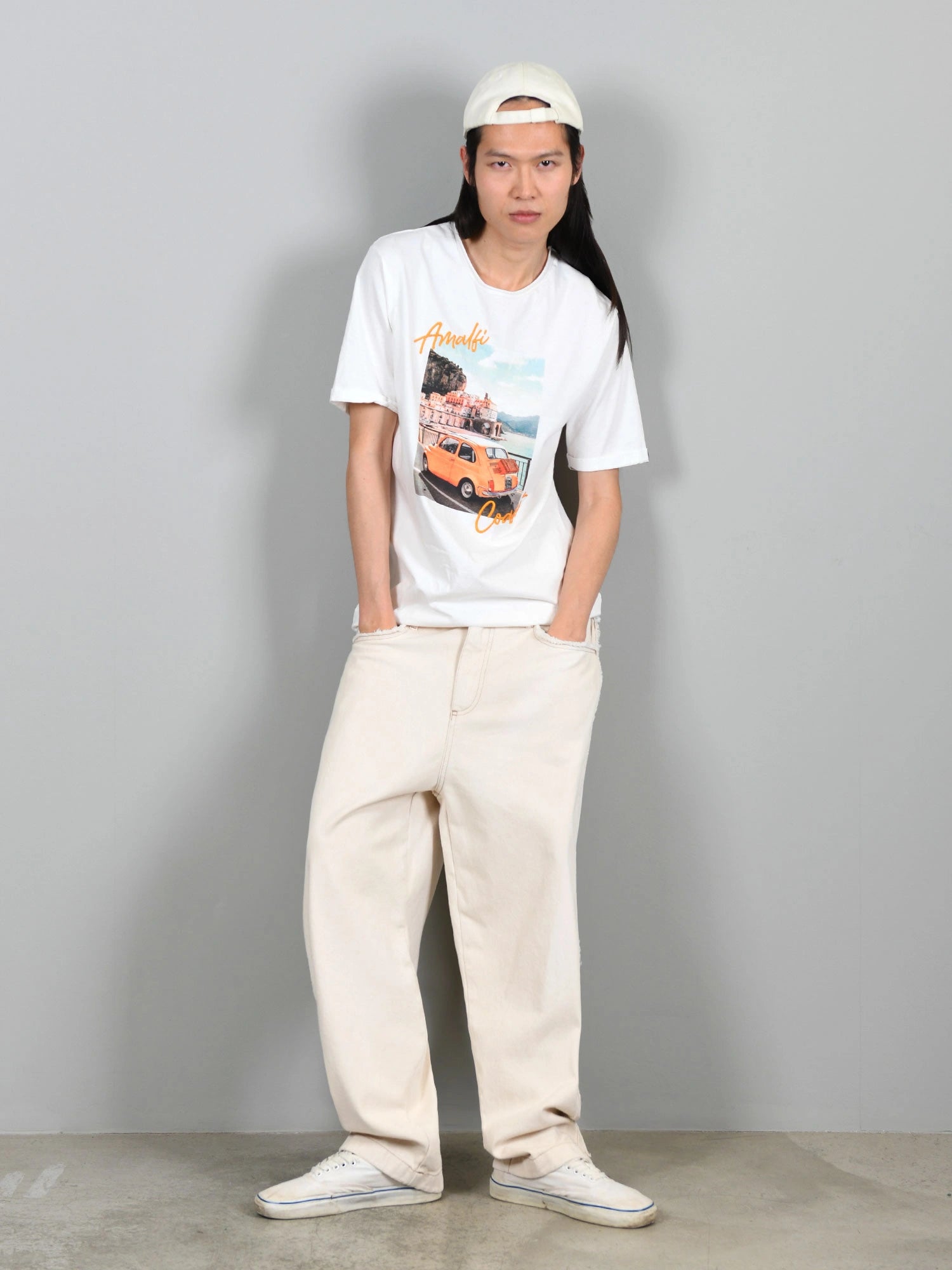 T-SHIRT IN PURO COTONE CON RICAMO E MAXI STAMPA AMALFI COASTS - REGULAR FIT M-261092