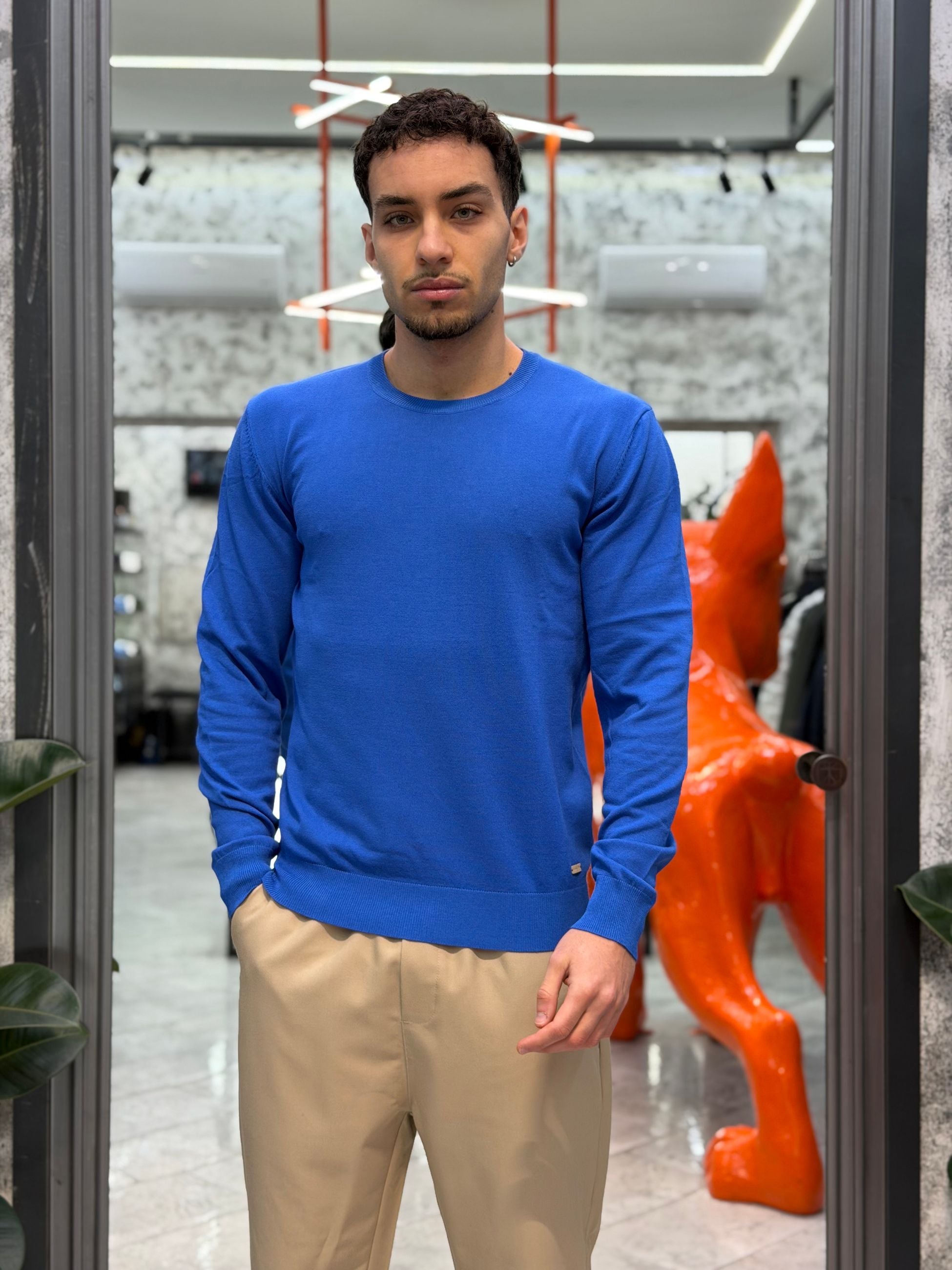 MAGLIA GIROCOLLO IN FILO CON POLSINI E VITA ELASTICIZZATA - REGULAR FIT GL512S-S26.OCE