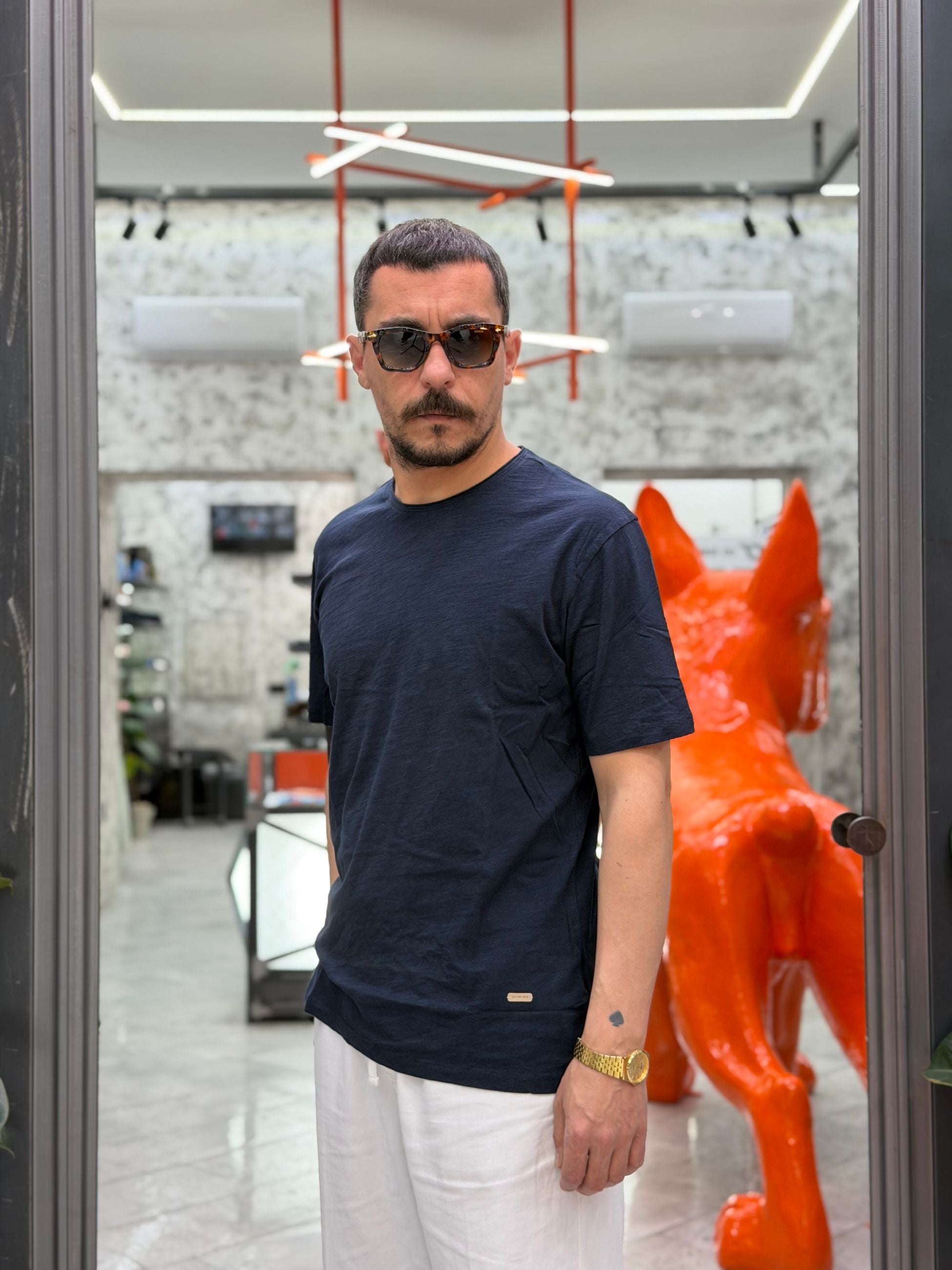 T-SHIRT BASIC IN 100% COTONE FIAMMATO - REGULAR FIT GL1053F-S26.BLU