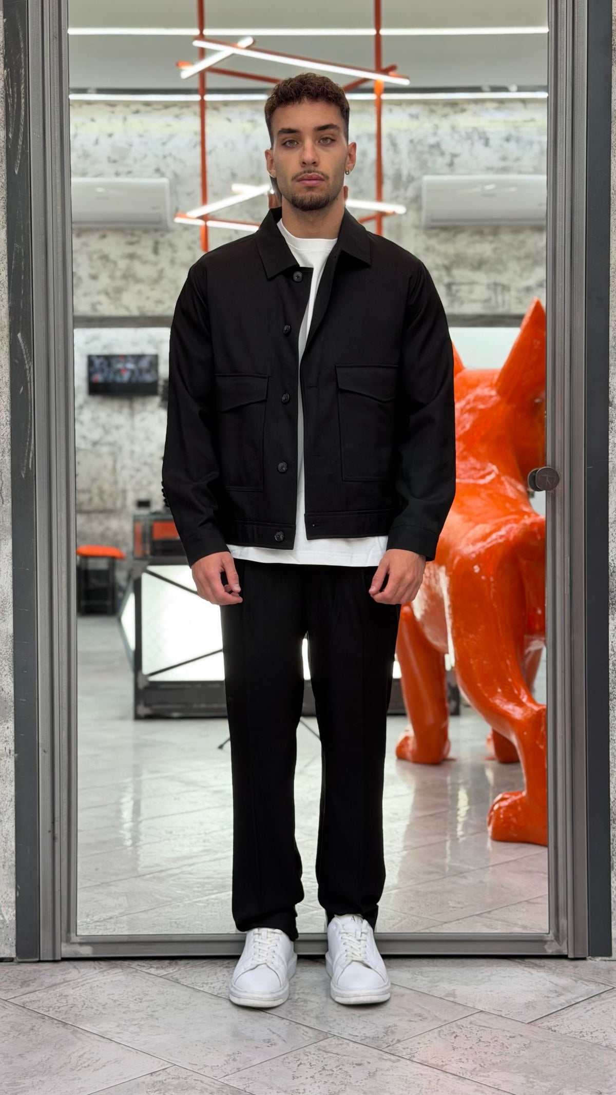 PANTALACCIO DA COMPLETO IN TESSUTO ELEGANTE CON PINCE ED ELASTICO SUL RETRO - COMFORT FIT PSI1572SS.NER