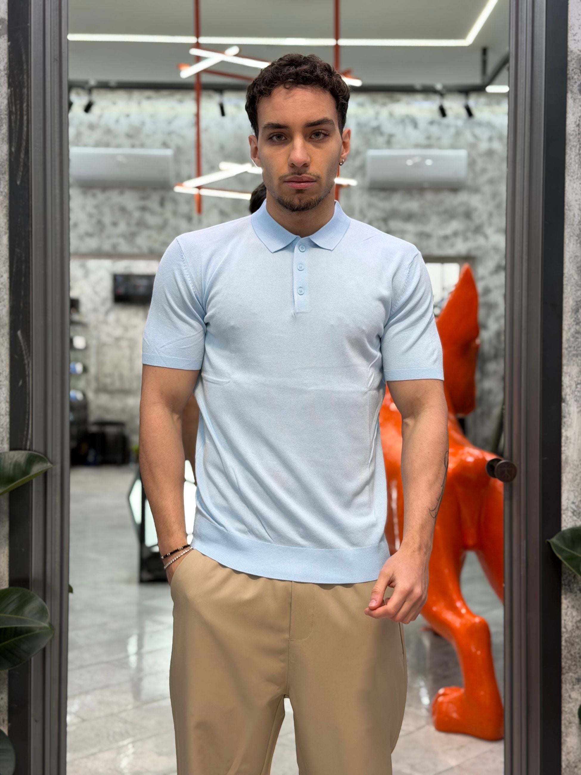 POLO MANICA CORTA CON 3 BOTTONI IN LEGGERA VISCOSA - REGULAR FIT GL511S-S26.SKY