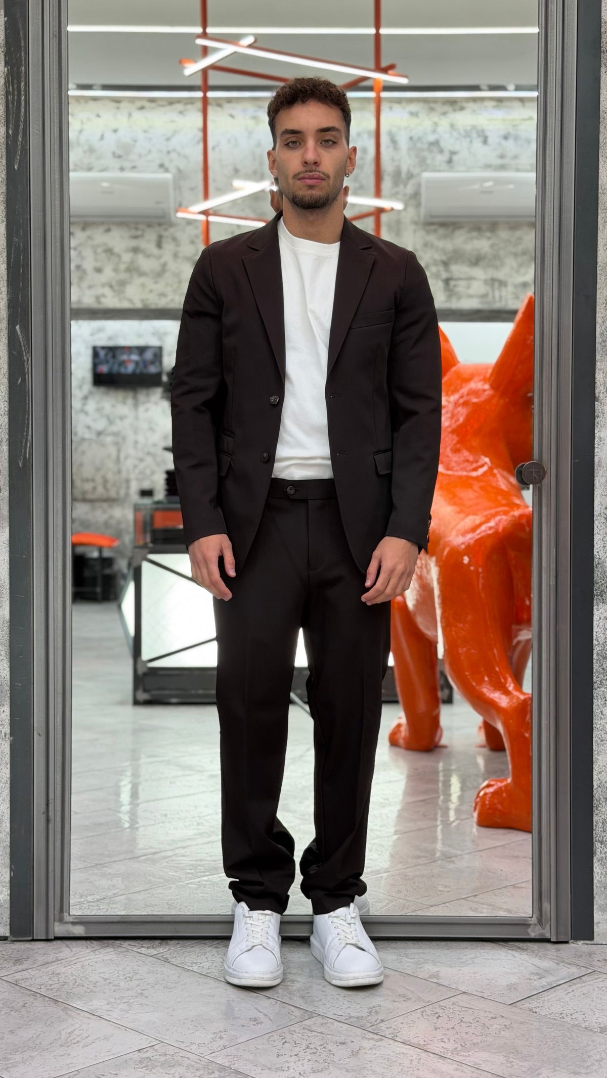 PANTALONE DA COMPLETO IN TESSUTO TECNICO ELASTICIZZATO CON ELASTICI SUI FIANCHI - REGULAR FIT PSI1586SS.MOR
