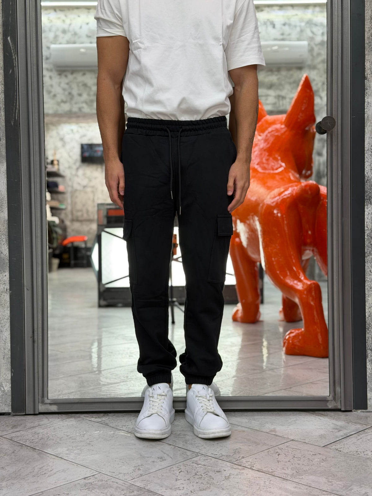 PANTALONE TUTA CARGO CON ELASTICO IN VITA E AL FONDO - REGULAR FIT GL2278F-F26.NER