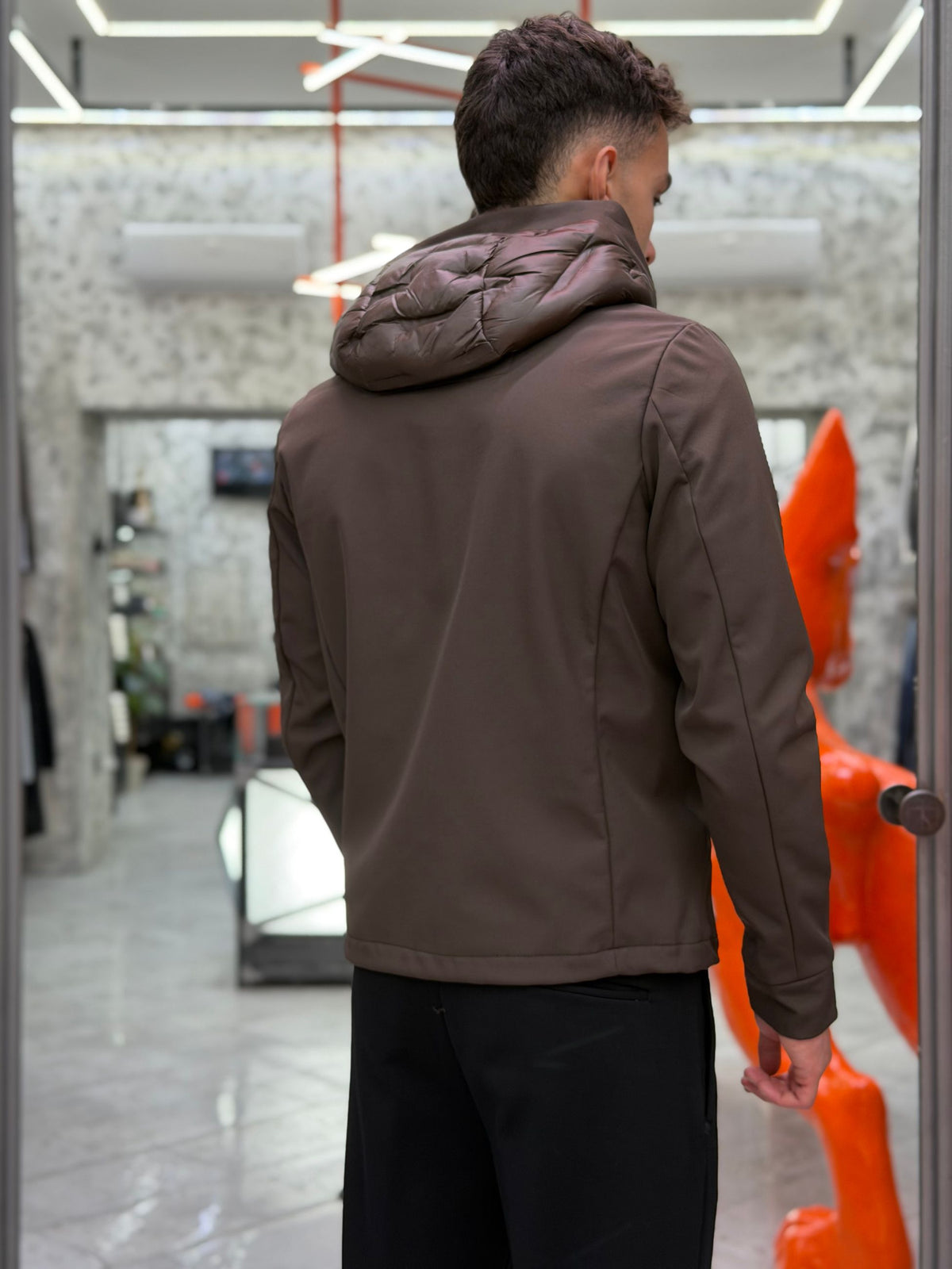 GIUBBINO NYLON CON CAPPUCCIO TRAPUNTATO IN TESSUTO SOFTSHELL STRETCH - REGULAR FIT MK9940015-26.MOR