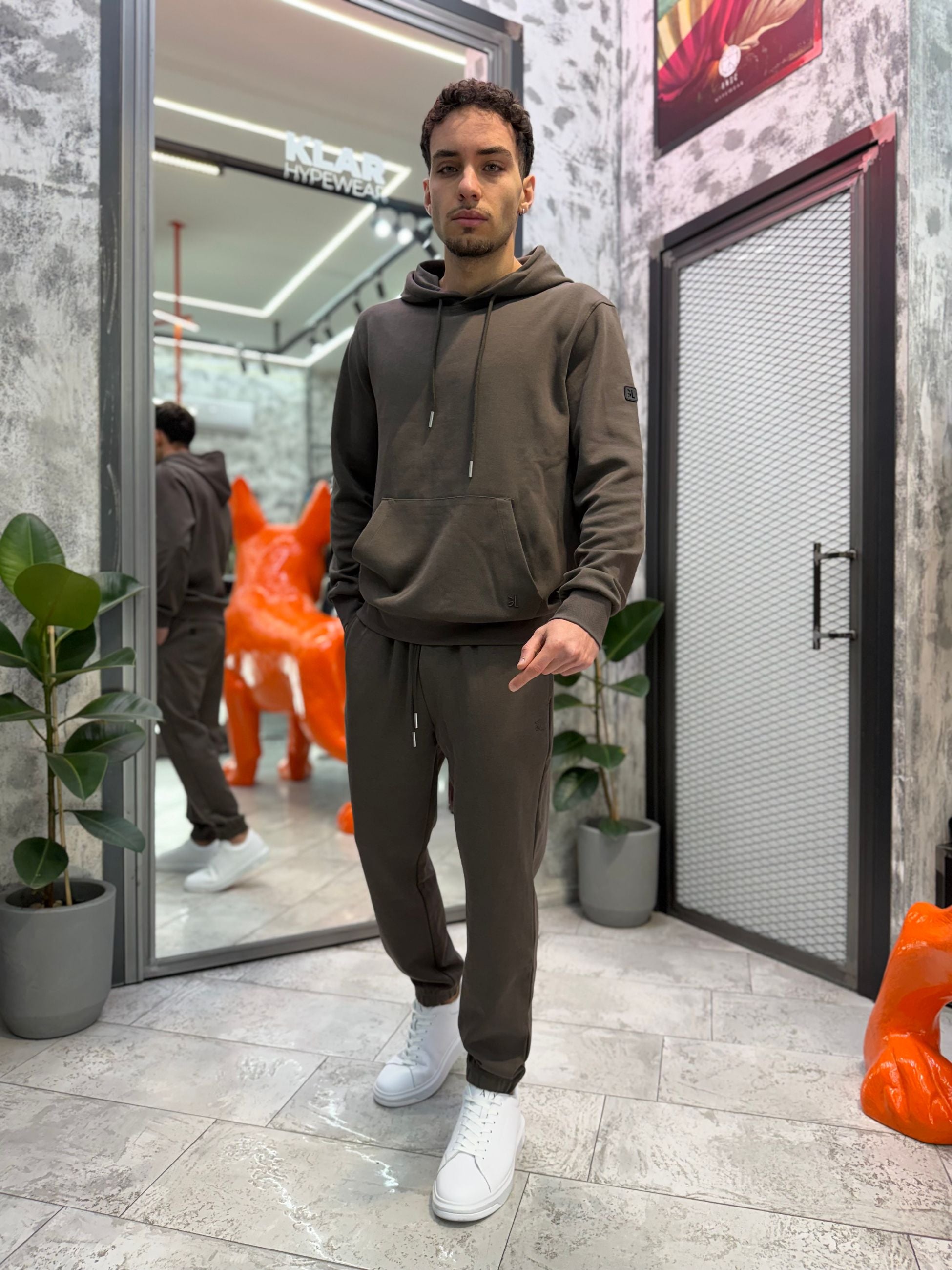 PANTALONE IN FELPA GARZATA CON COULISSE IN VITA ED ELASTICO AL FONDO - REGULAR FIT GL2126F-S26.MOR