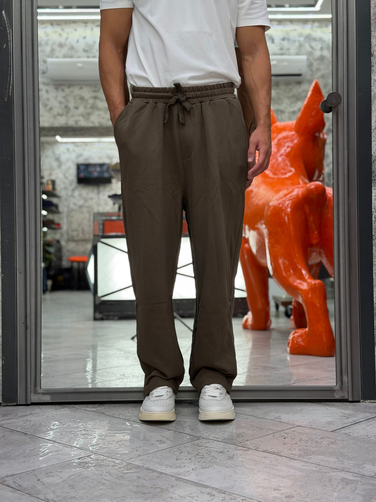 PANTALONE TUTA DA COMPLETO FONDO AMPIO - RELAXED FIT GLW2337F.MUD