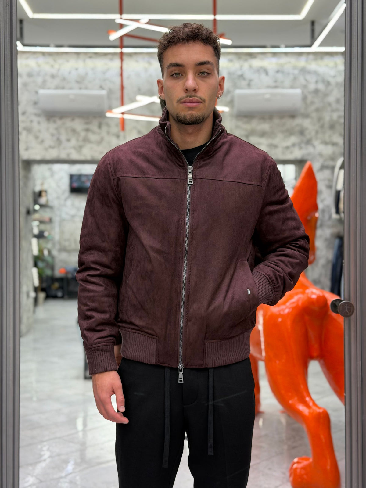 GIUBBINO IN ECORENNA CON COLLO AD IMBUTO ED ELASTICO AL FONDO - REGULAR FIT GBI1193SS.BOR