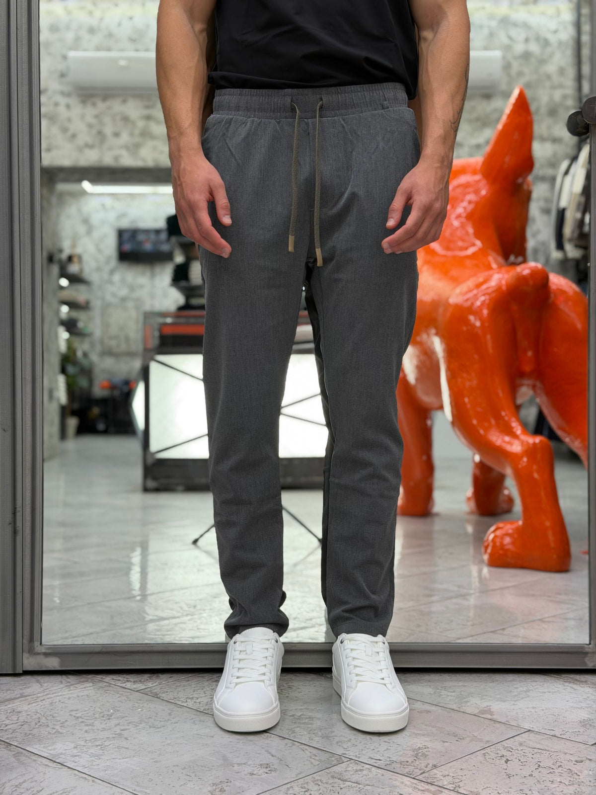PANTALACCIO LEONARD IN TESSUTO ELEGANTE ELASTICIZZATO - REGULAR FIT GL5107BD-F26.GRI