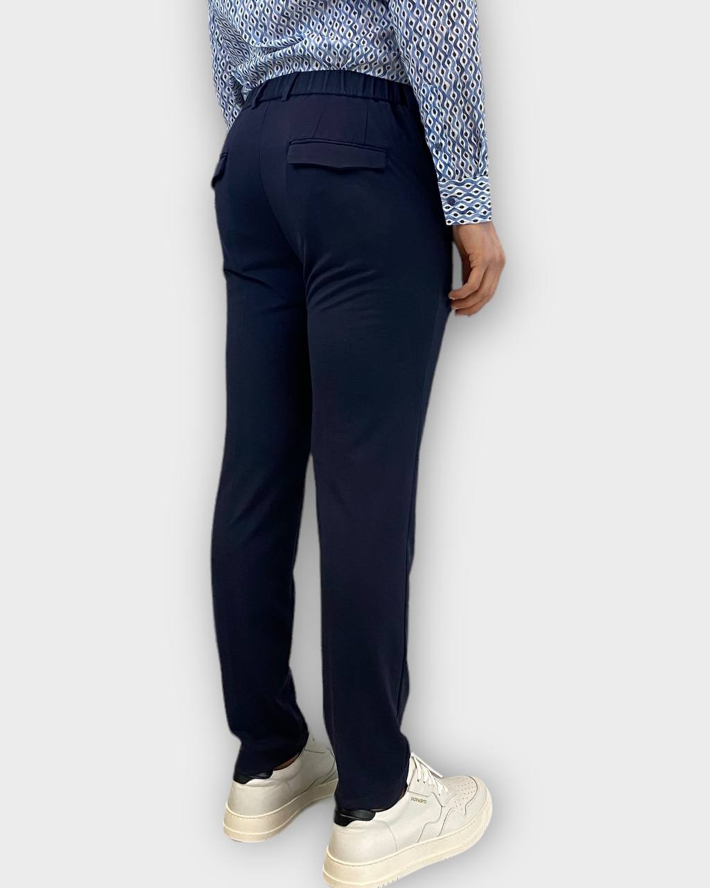 PANTALONE CON LACCIO INTERNO DA ABITO IN PUNTO MILANO ELASTICIZZATO - TASCA AMERICA - RELAXED FIT