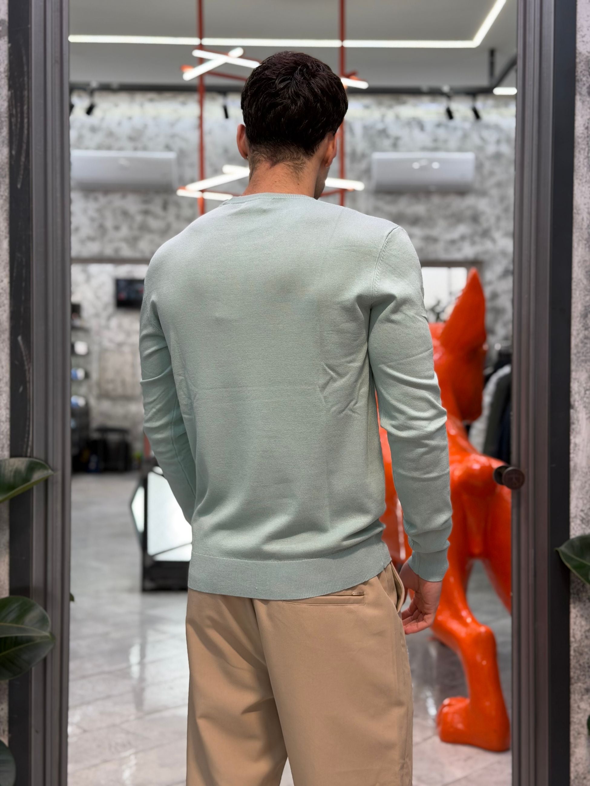 MAGLIA GIROCOLLO IN FILO CON POLSINI E VITA ELASTICIZZATA - REGULAR FIT GL512S-S26.MEN