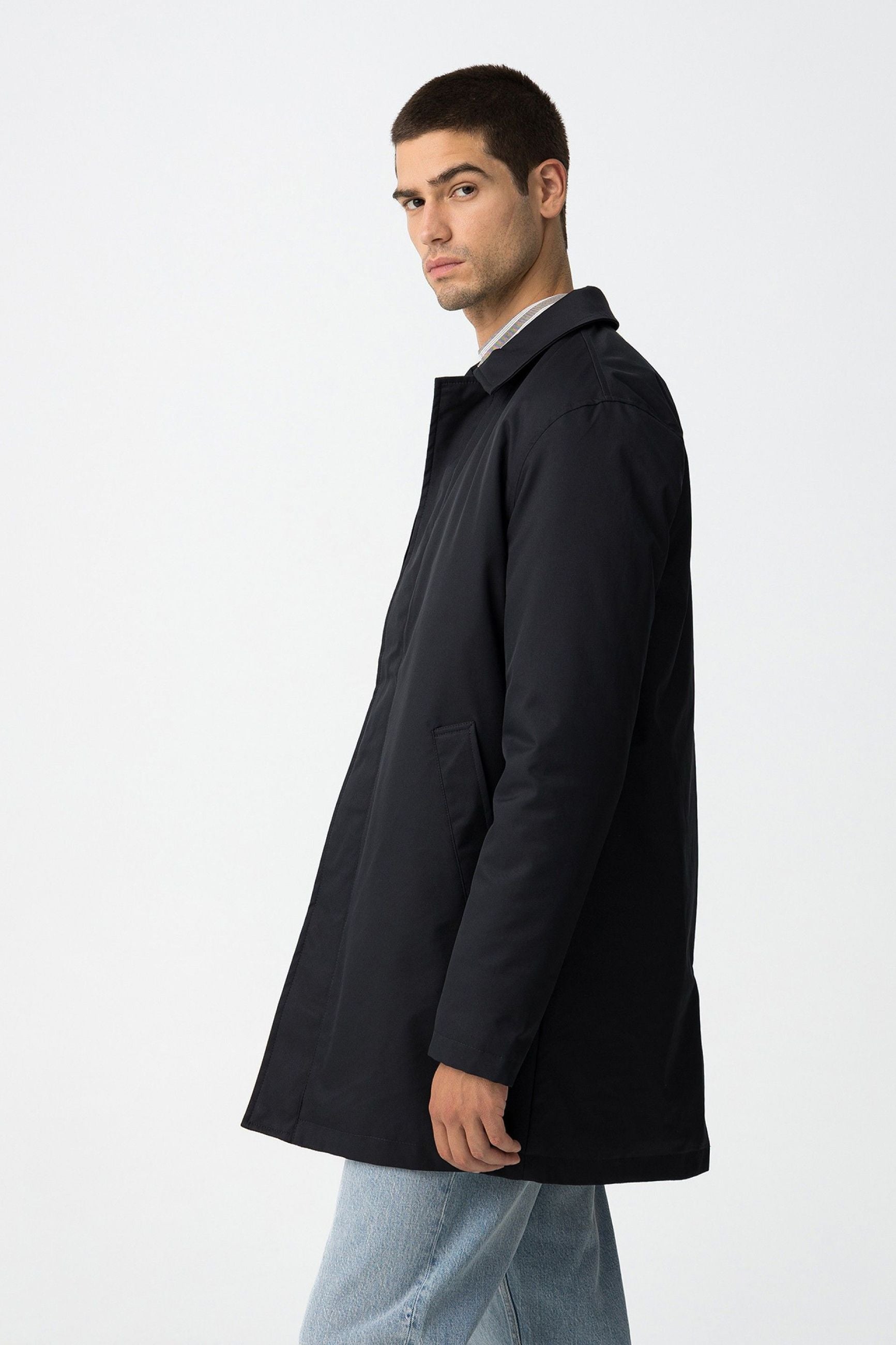 TRENCH PANAMA' ANTIPIOGGIA CON CHIUSURA ZIP E BOTTONI AUTOMATICI - REGULAR FIT 10062557.BLU