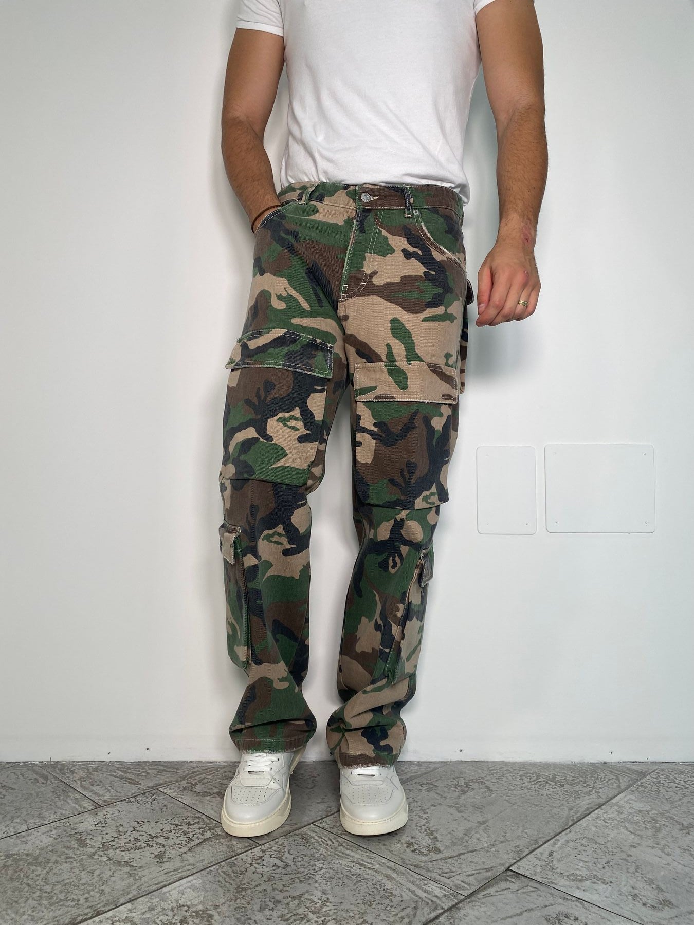 PANTALONE MILITARE CARGO CON TASCONI - RELAXED FIT