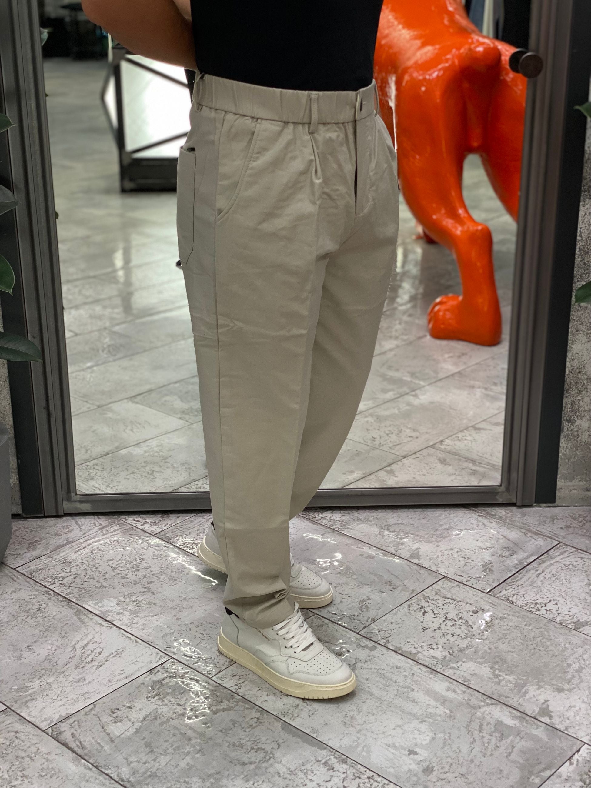 PANTALACCIO CON CHIUSURA BOTTONE E TASCA AMERICA - RELAXED FIT GL5203BD.ICE
