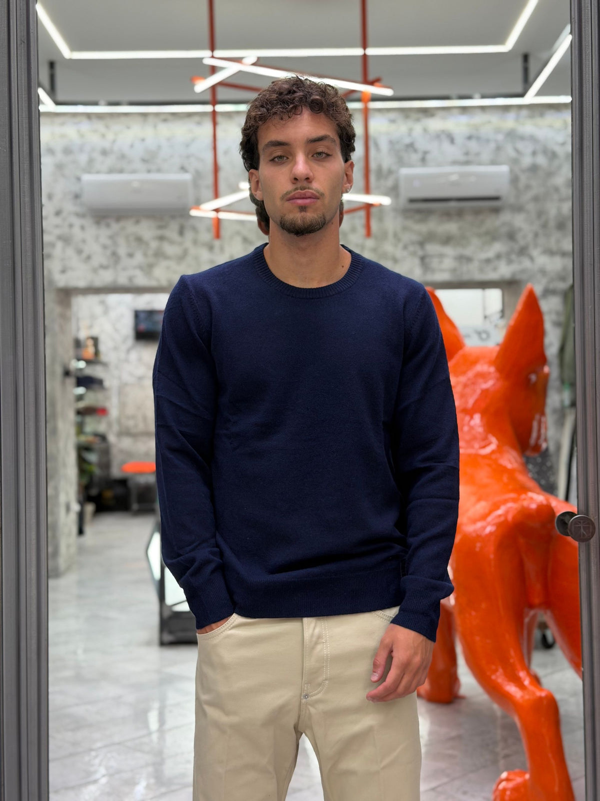 MAGLIA GIROCOLLO IN MISTO LANA/CASHMERE - REGULAR FIT GL383S-F26.BLU
