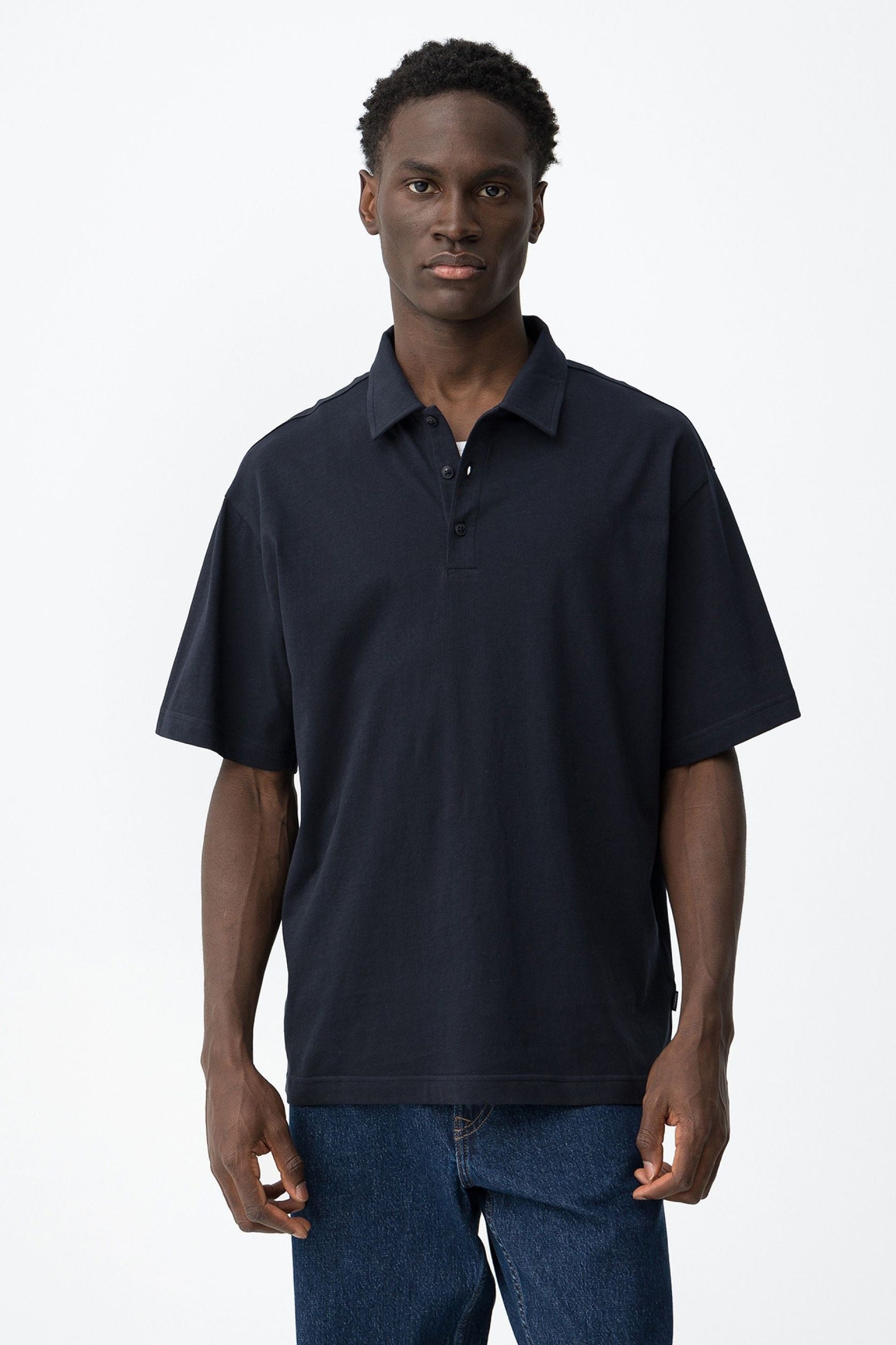 POLO NATHAN MANICA CORTA IN JERSEY DI COTONE - RELAXED FIT 10064584.BLU