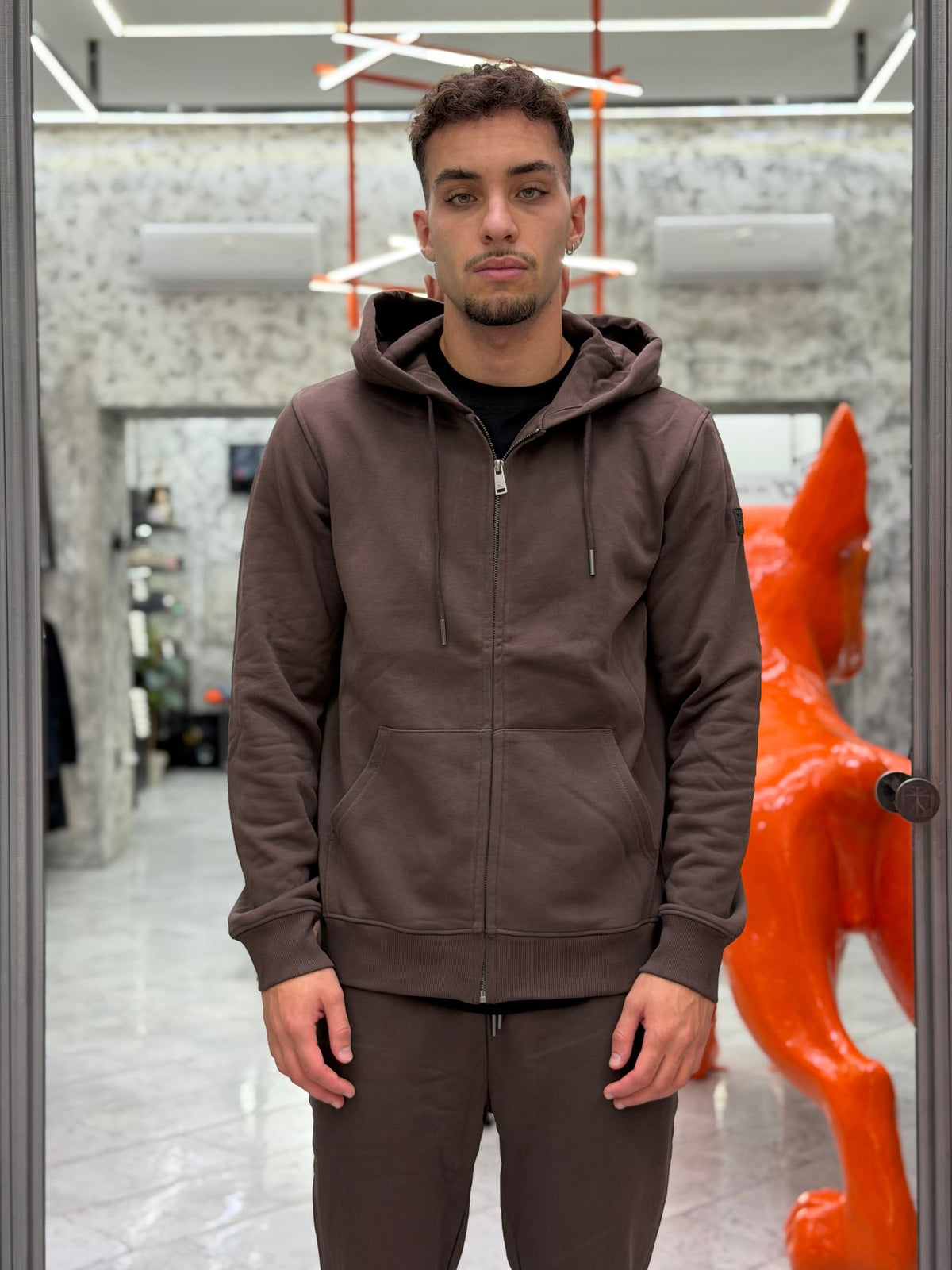 FELPA APERTA CON ZIP E CAPPUCCIO  - REGULAR FIT GL2243F-F26.COF