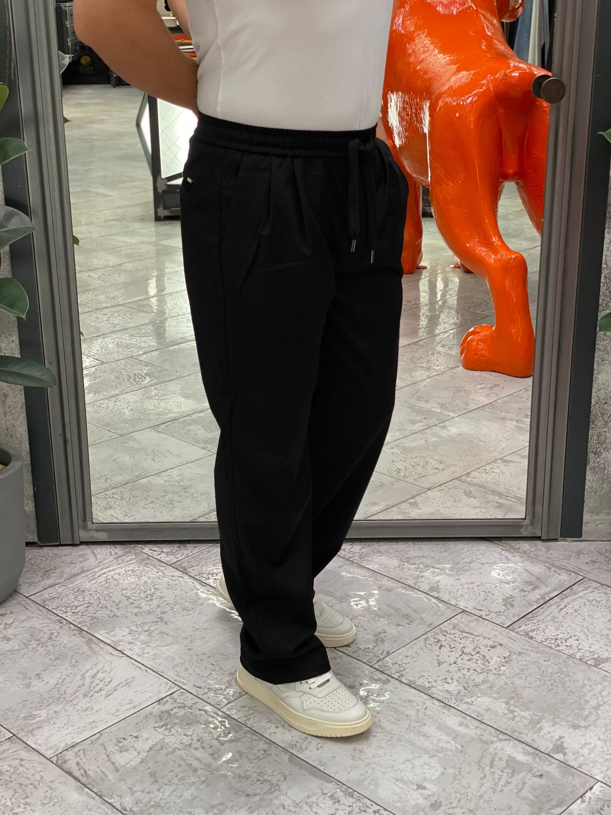 PANTALACCIO CON COULISSE IN VITA FONDO AMPIO - LOOSE FIT GN21793.NER