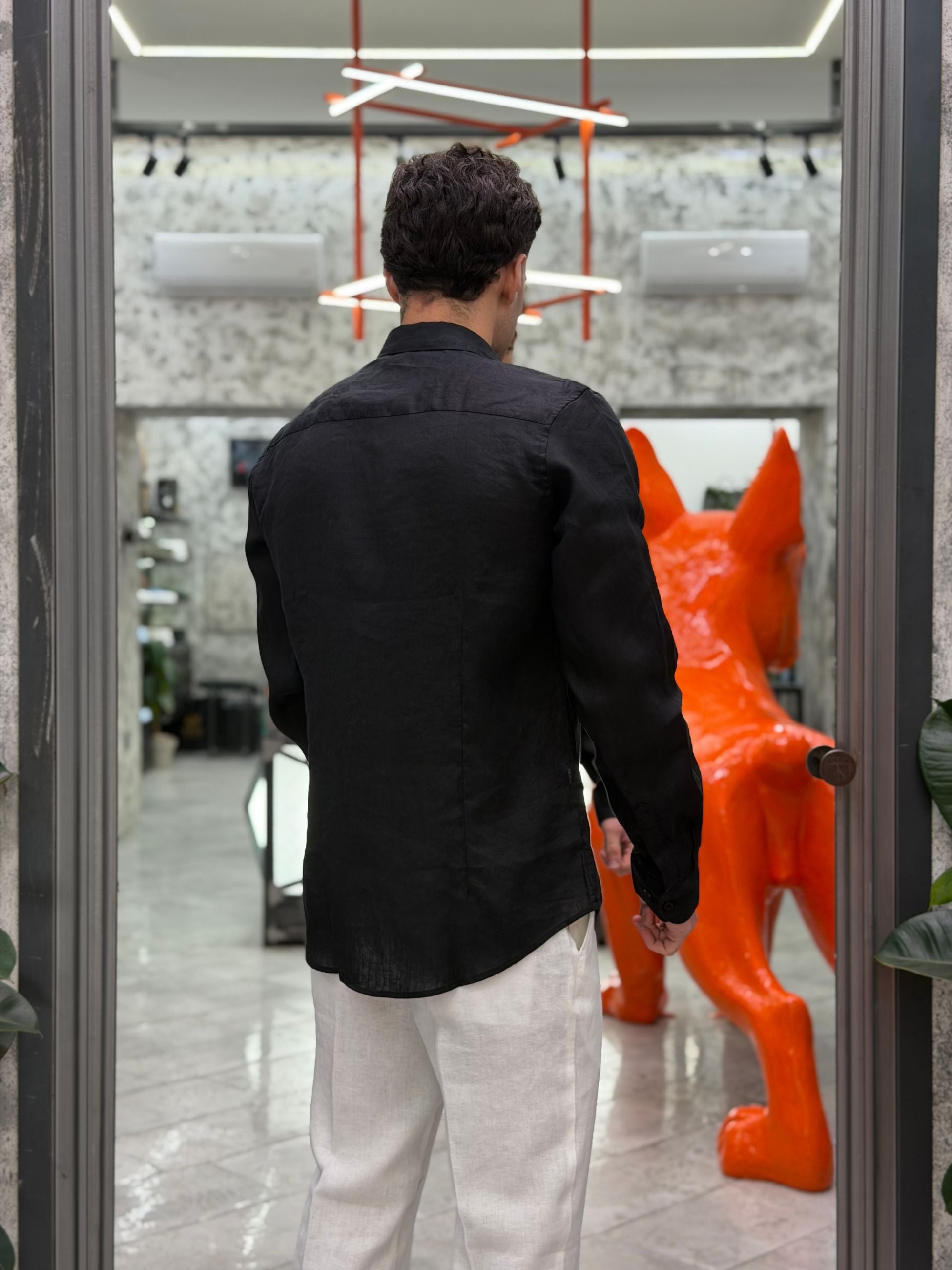 CAMICIA IN 100% PURO LINO CON COLLO ALL'ITALIANA - REGULAR FIT GL7619S-S26.NER