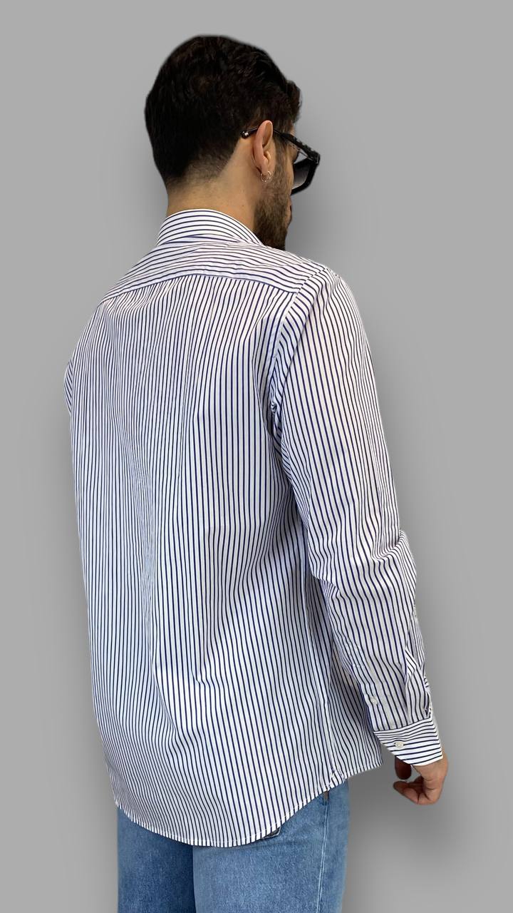 CAMICIA IN COTONE A RIGHE STRETTE - REGULAR FIT