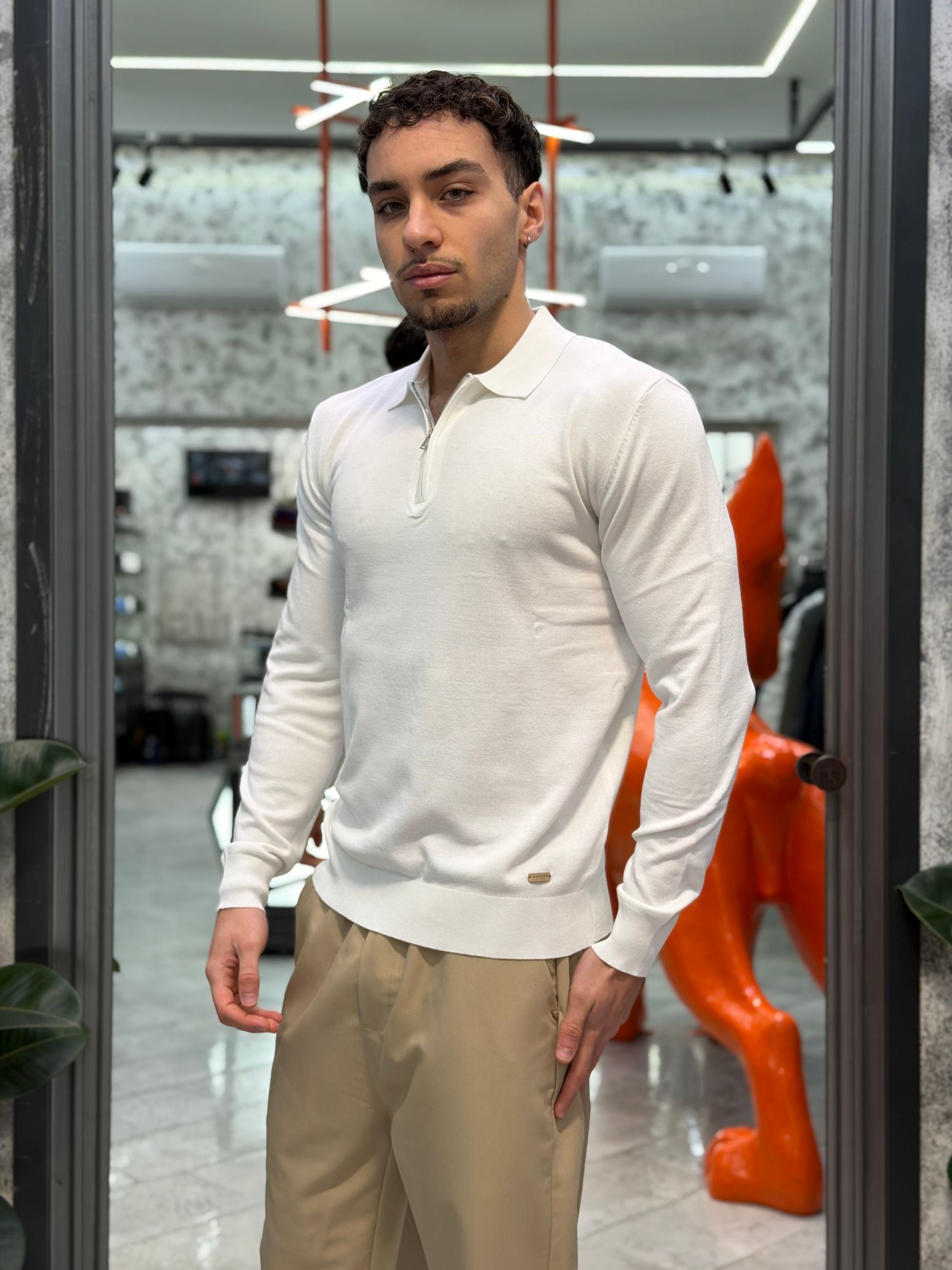 POLO MANICA LUNGA MEZZA ZIP IN LEGGERA VISCOSA - REGULAR FIT GL35205-S26.BIA