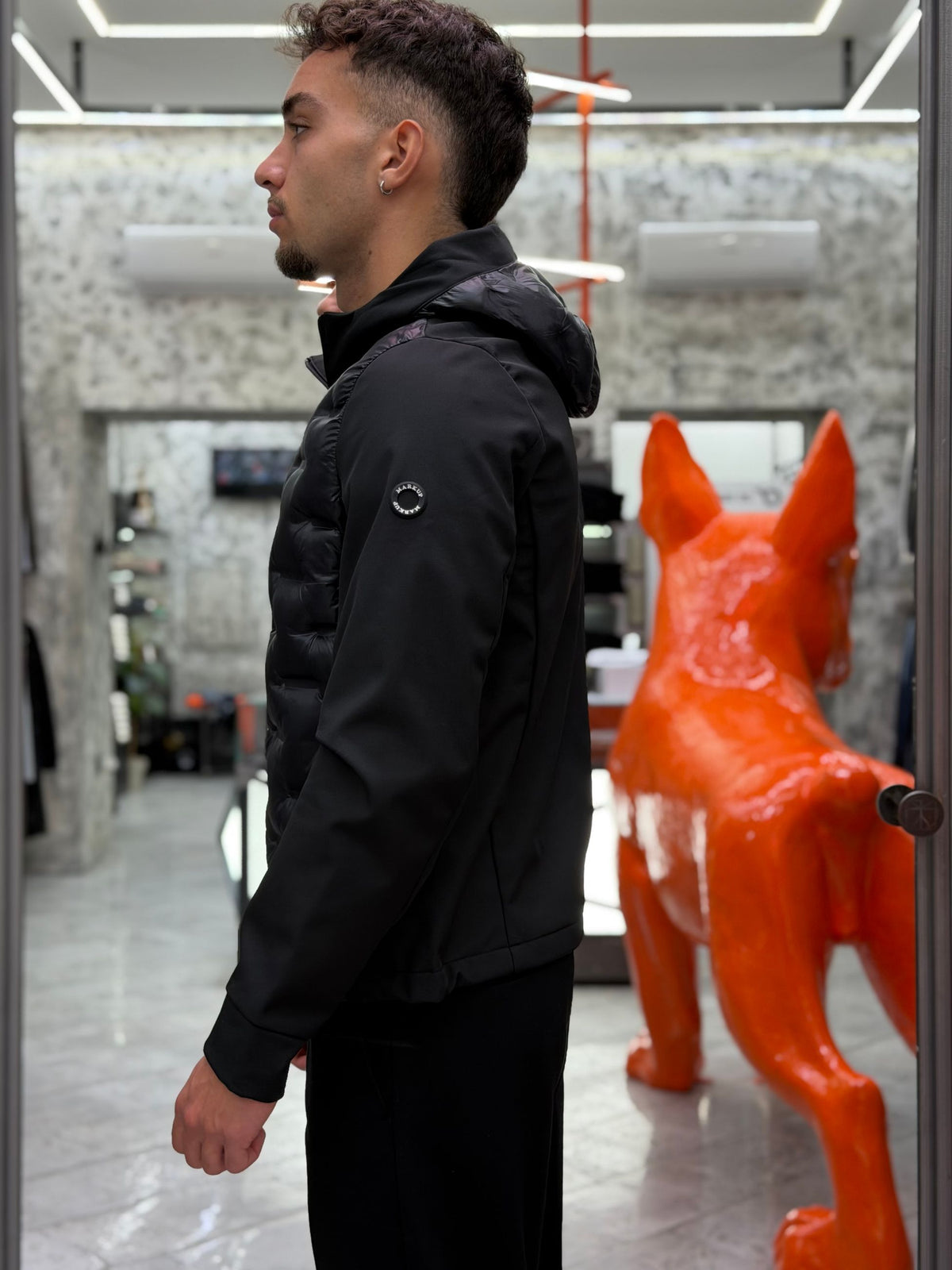 GIUBBINO NYLON CON CAPPUCCIO TRAPUNTATO IN TESSUTO SOFTSHELL STRETCH - REGULAR FIT MK9940015-26.NER
