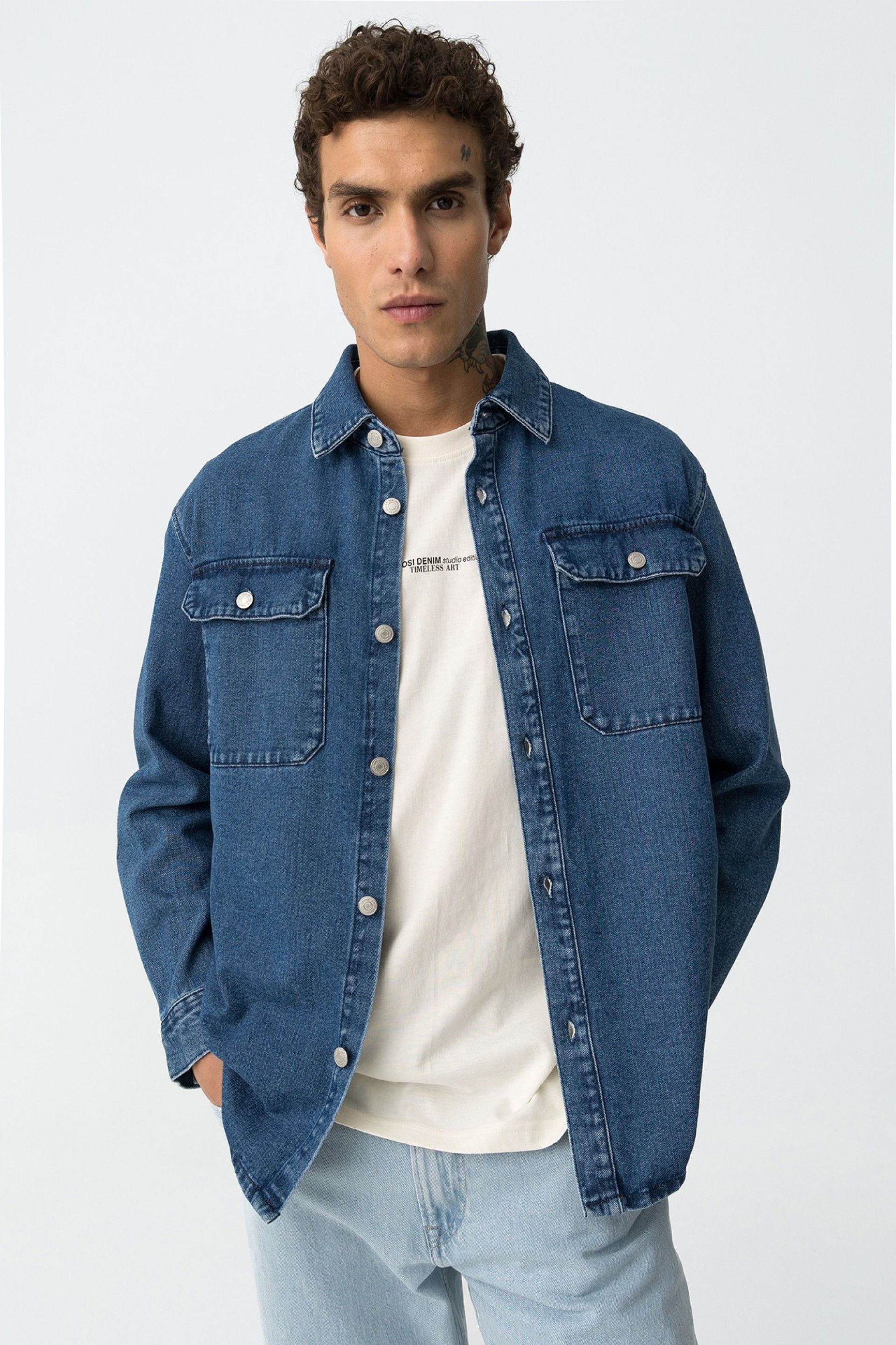 OVERSHIRT CALEB IN DENIM CON TASCHINI - RELAXED FIT 10062466