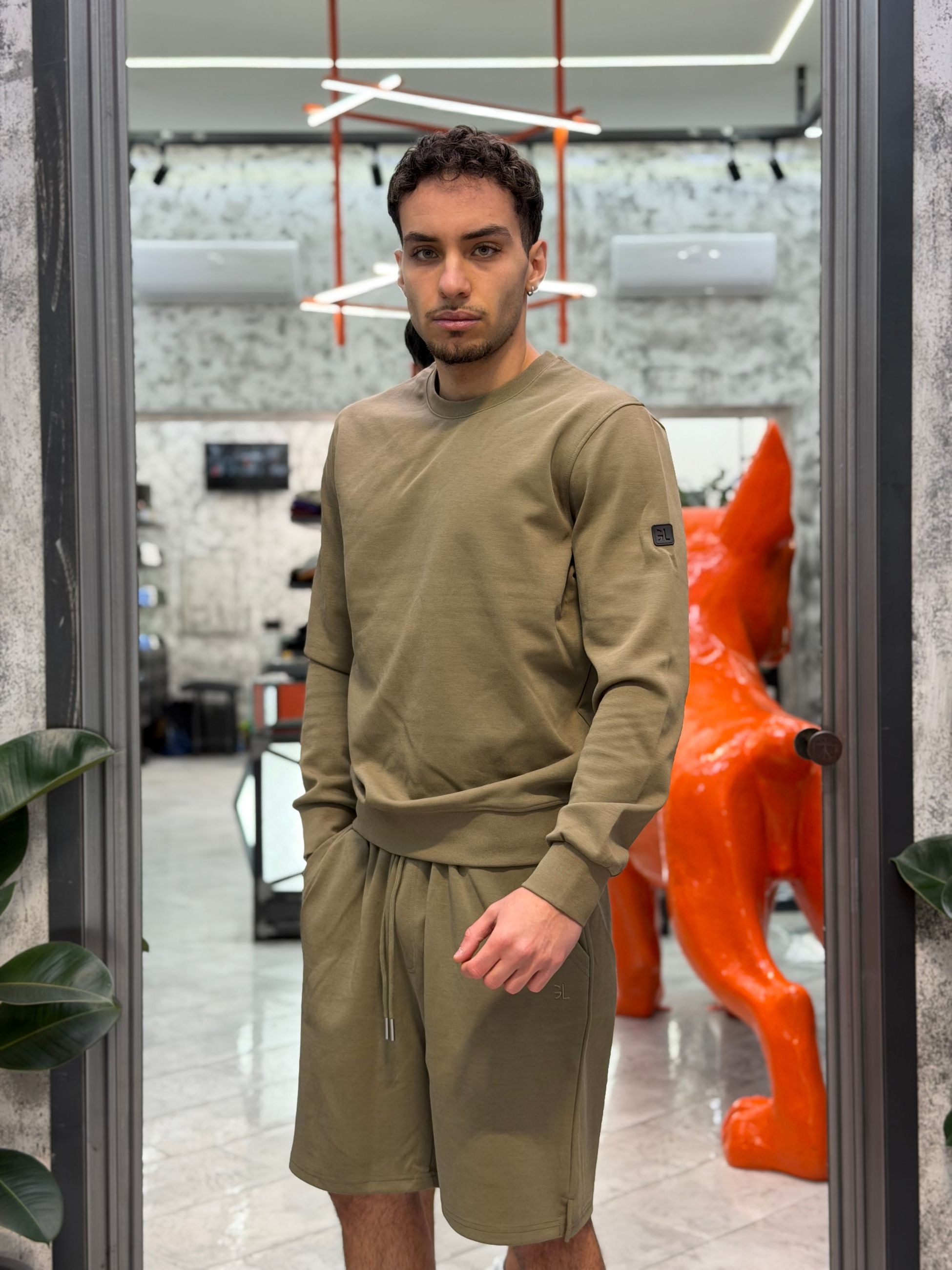 FELPA GIROCOLLO BASIC IN COTONE GARZATO - REGULAR FIT GL3001X-S26.VMIL