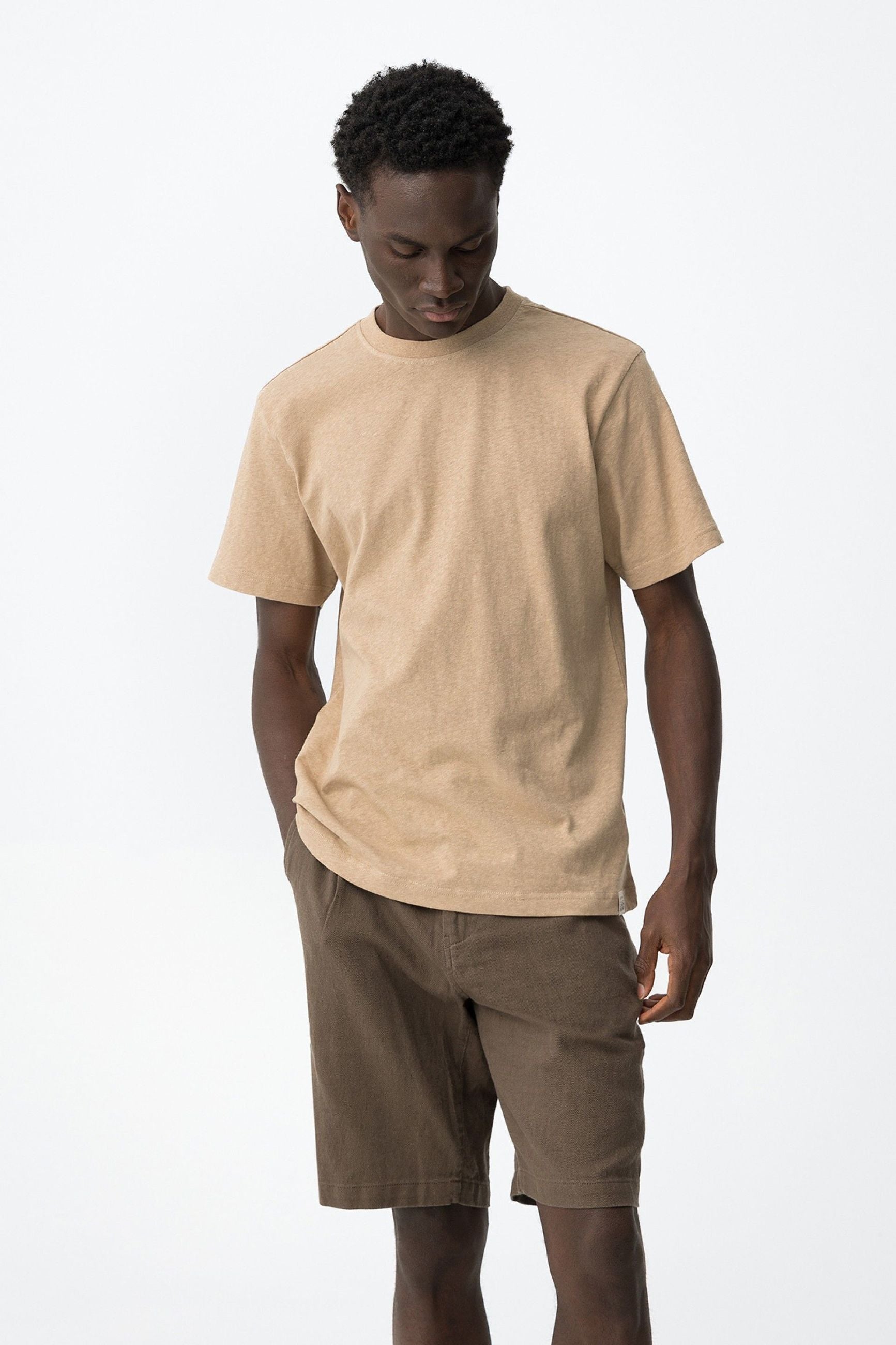 T-SHIRT FRANK IN MISTO LINO/COTONE - REGULAR FIT 10065748.BEI