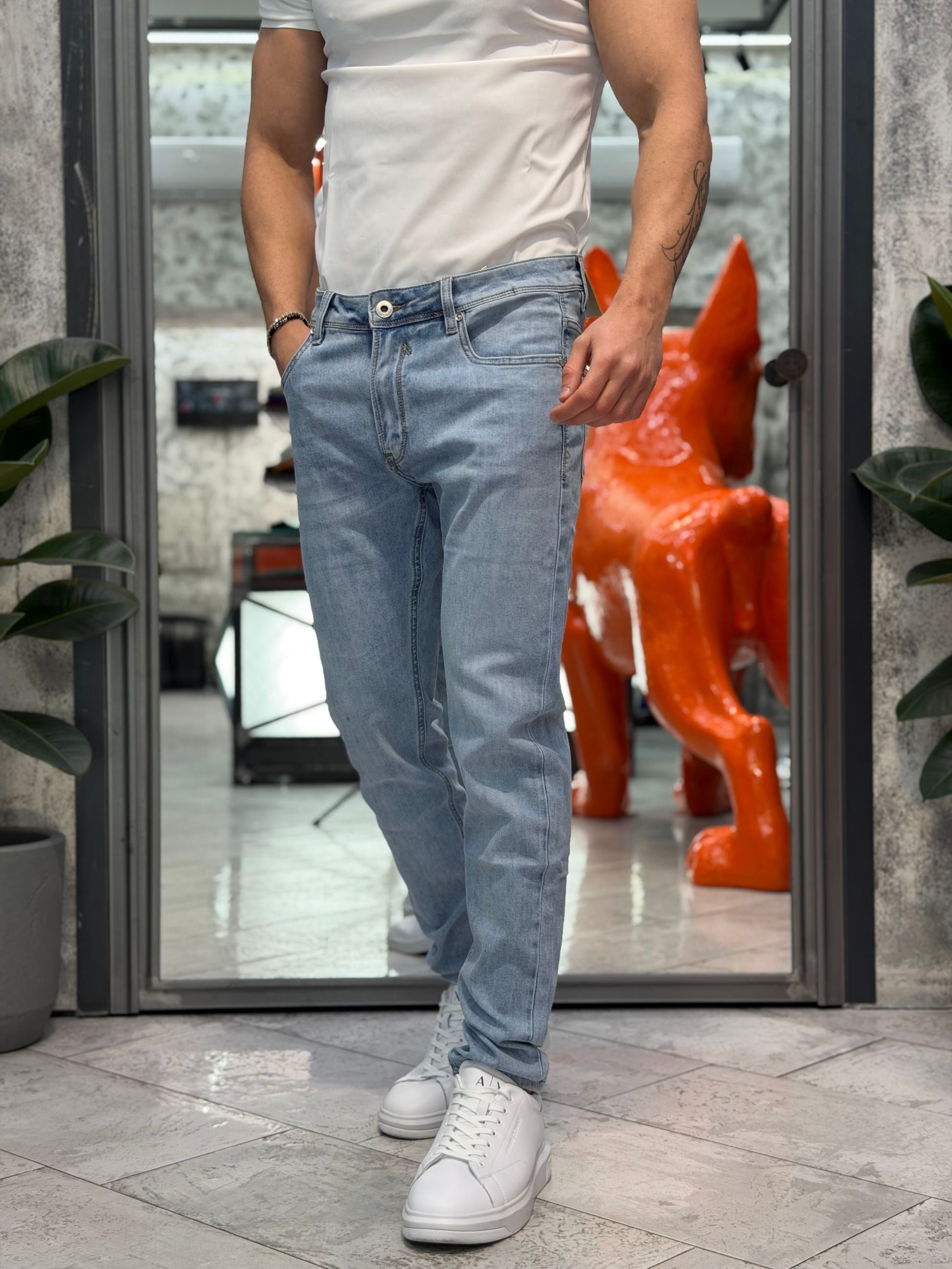 JEANS BRUCE 5 TASCHE LIGHT WASH IN TELA ELASTICIZZATA - REGULAR SLIM FIT GL6500Q