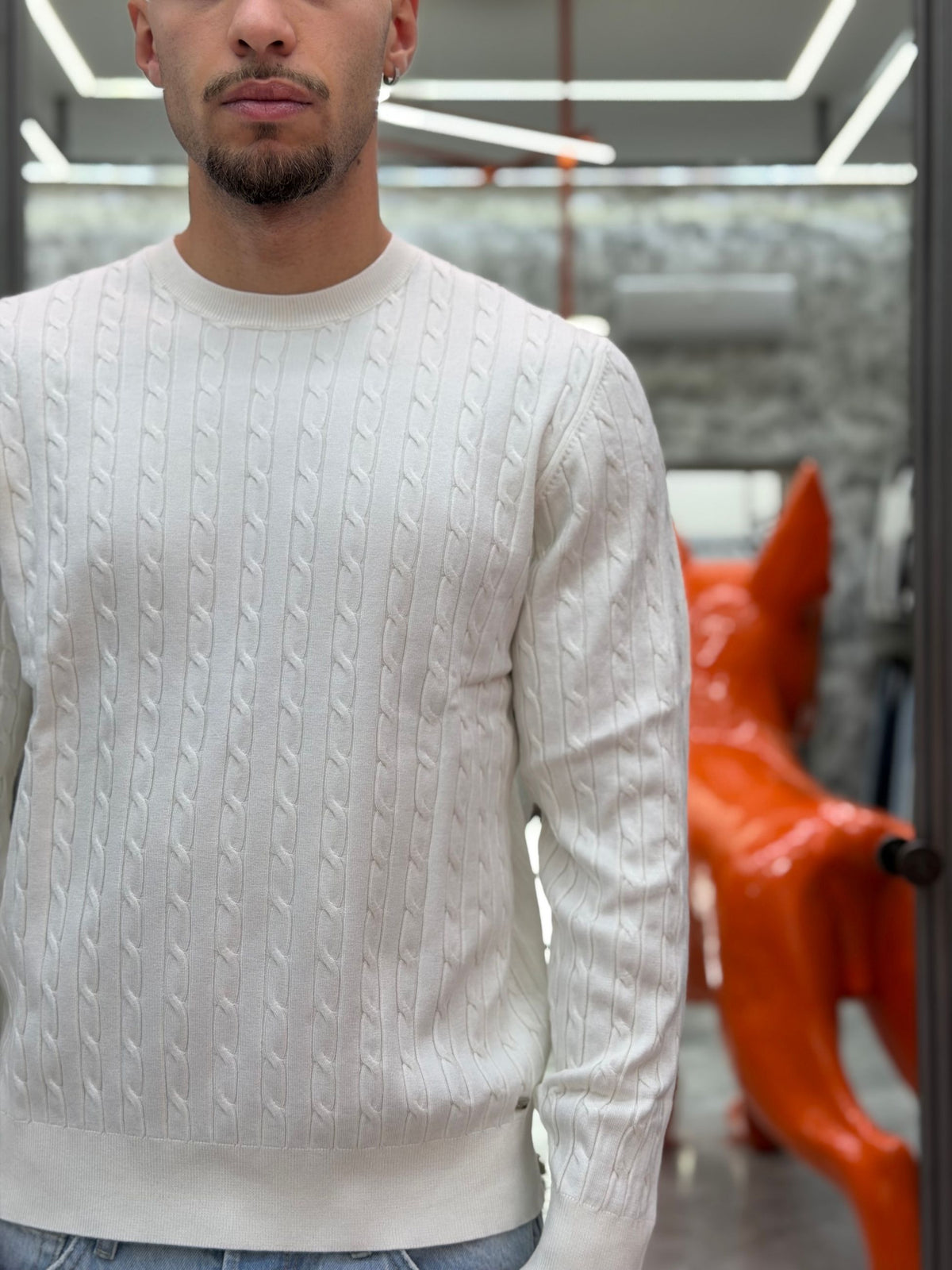 MAGLIA GIROCOLLO TRAMA TRECCIA FINEZZA 12 IN MORBIDA VISCOSA - SLIM FIT MK2900041.LAT