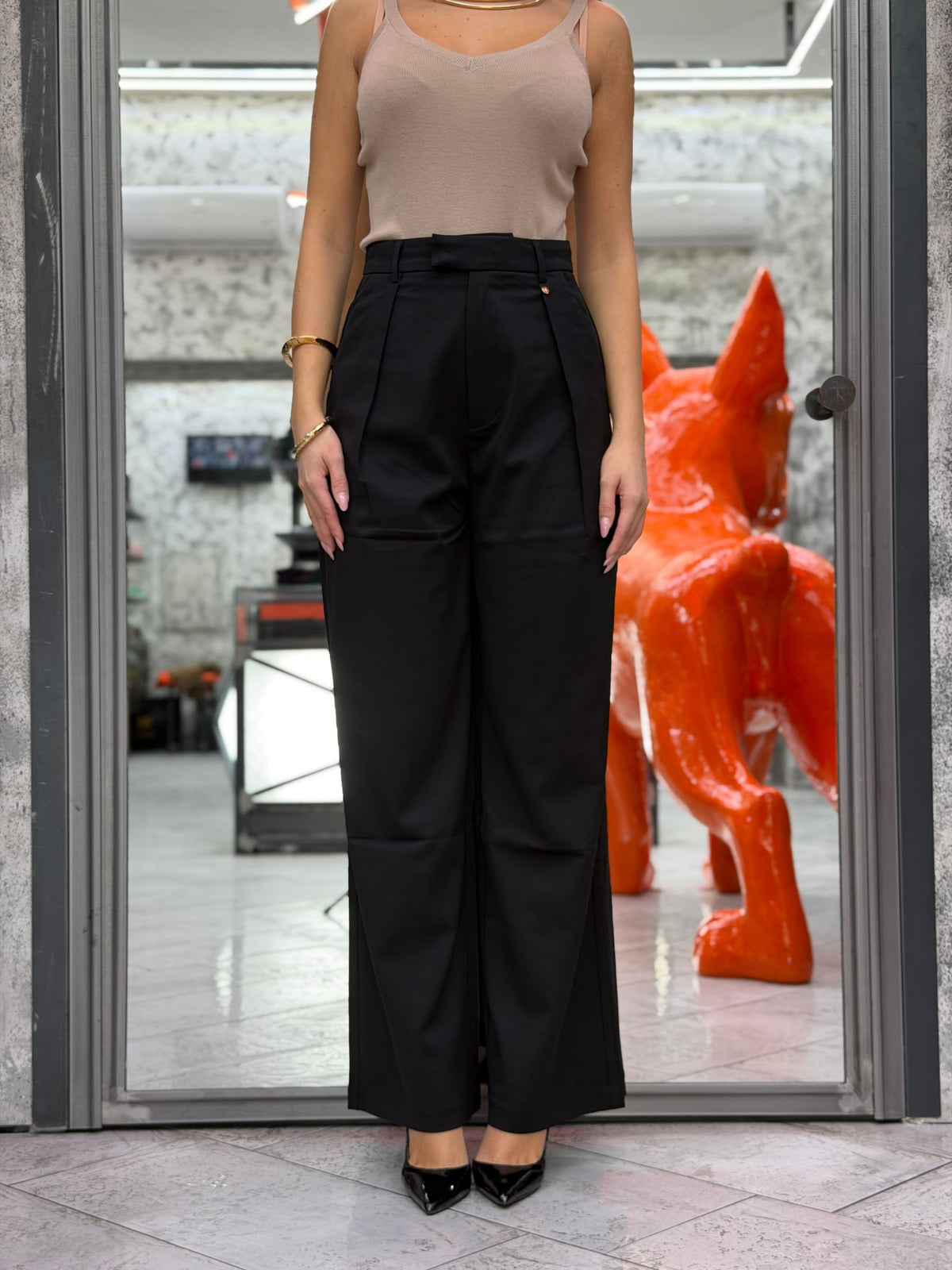 PANTALONE DA TAILLEUR TASCA AMERICA CON PINCE - WIDE LEG GLD7041PA.NER