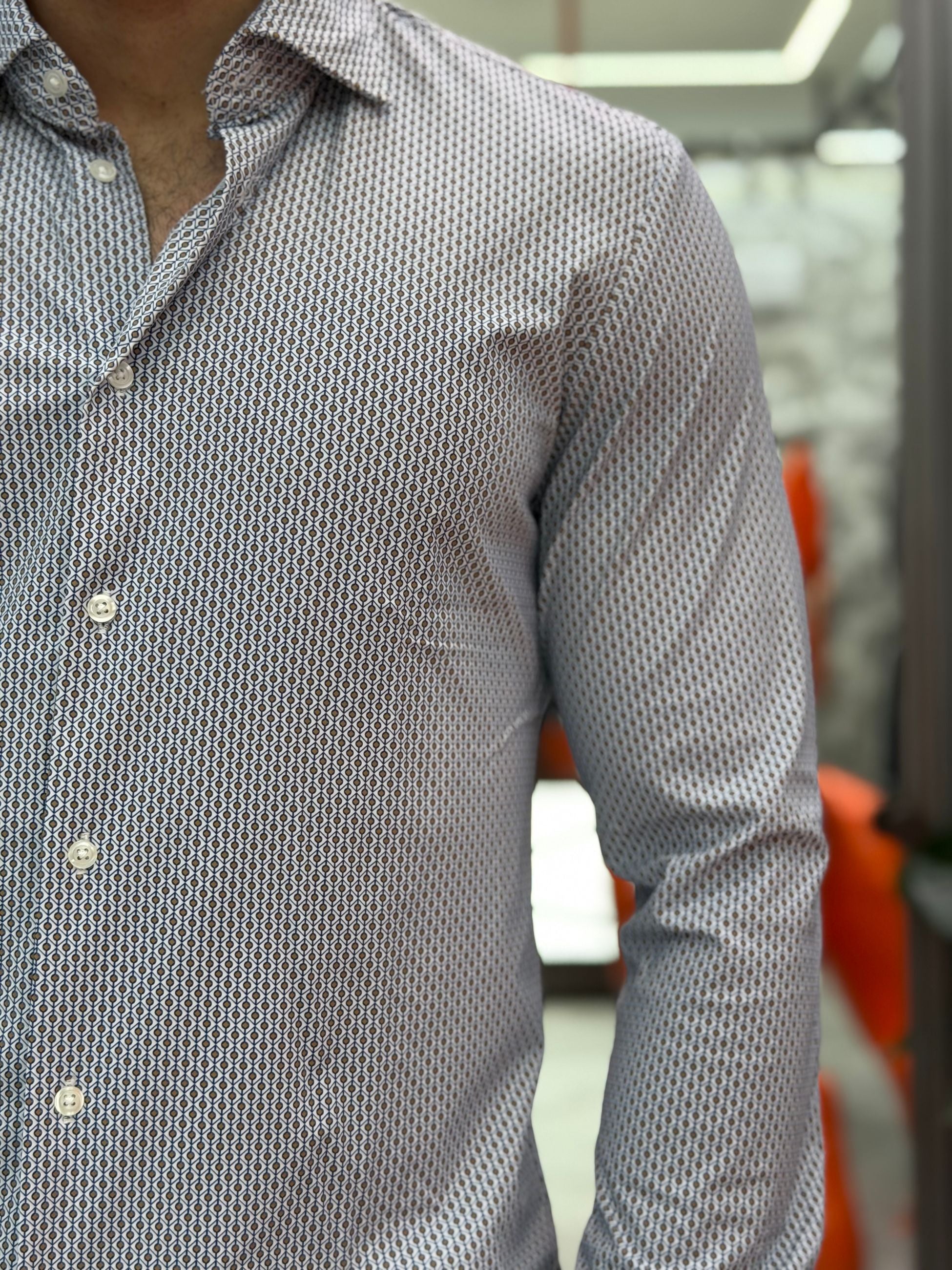 CAMICIA NO STIRO IN TESSUTO PREMIUM ELASTICIZZATO MICRO FANTASIA - REGULAR FIT FIO4158