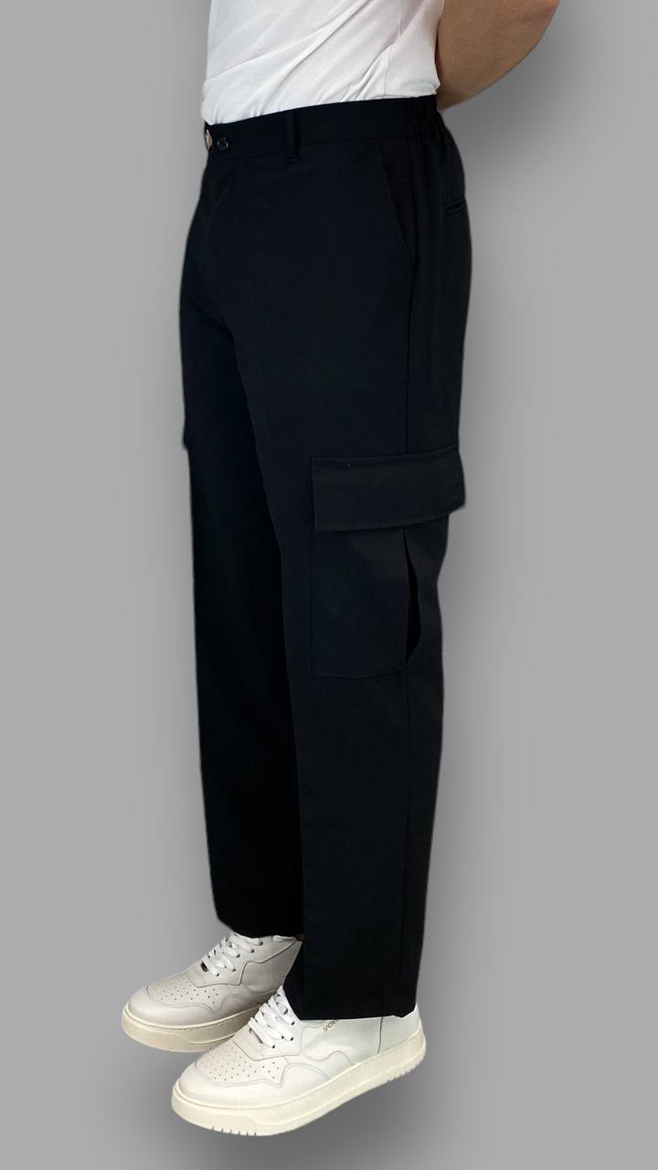 PANTALONE SARTORIALE FONDO AMPIO CON COULISSE IN VITA MODELLO CARGO - RELAXED FIT